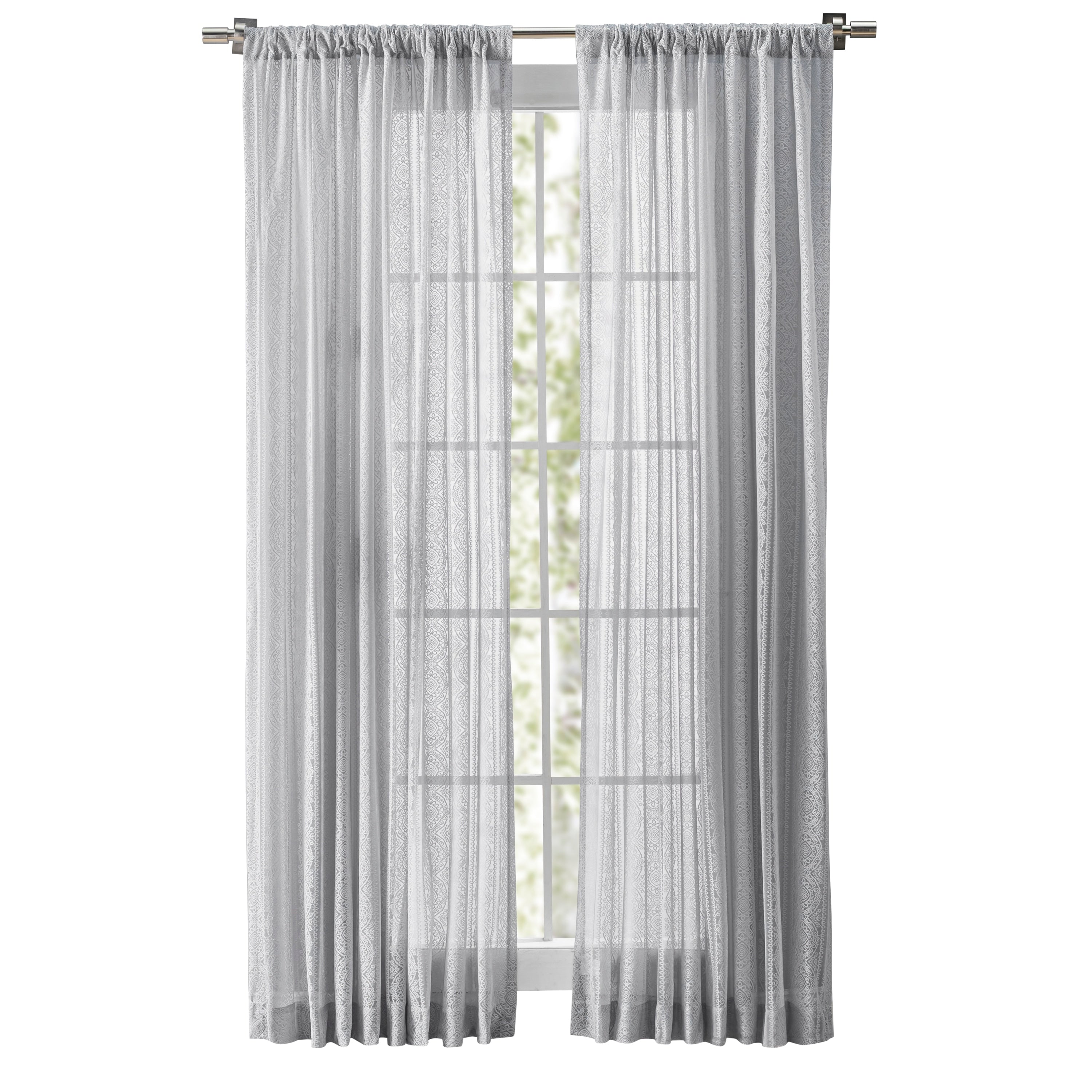 Stripe Lace Gorgeous Sheer Rod Pocket Panel