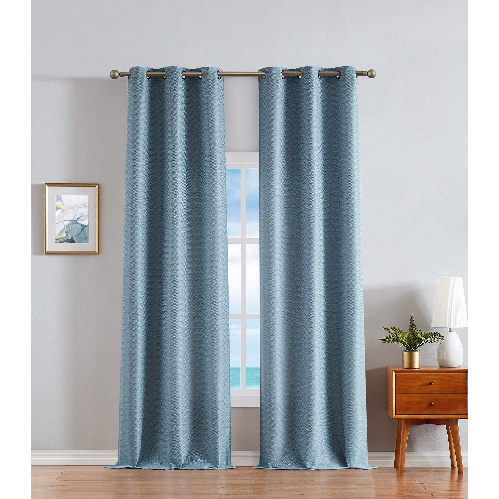 Nautica Milton Thermal Woven Room Darkening Grommet Window Curtain Panel Pair