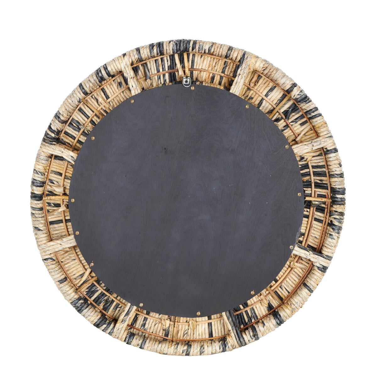 Banana Leaf Room Wall Mirror with Coiled Frame and Blue Accents - Gray - Roche River Decor