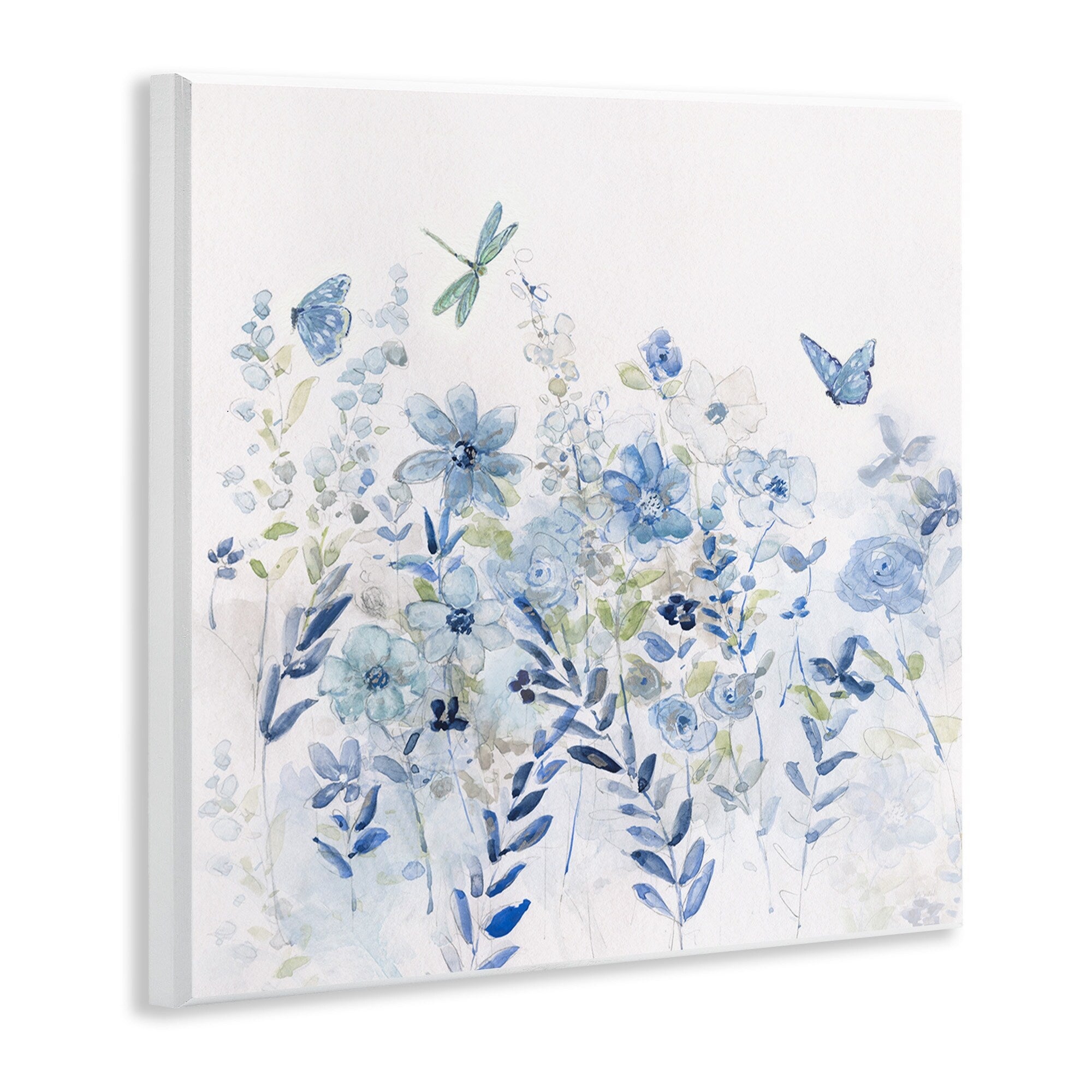 Stupell Delicate Blue Floral Garden Wall Plaque Art by Sally Swatland