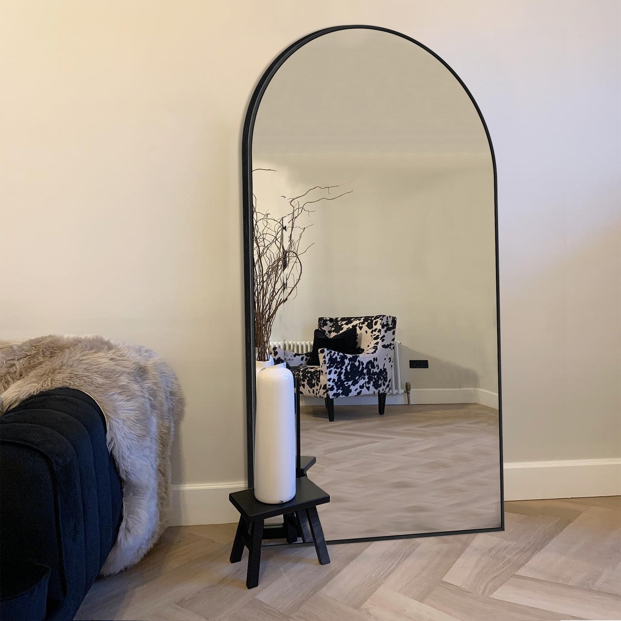 Modern Arched Full Length Aluminum Alloy Floor Mirror Standing Mirror