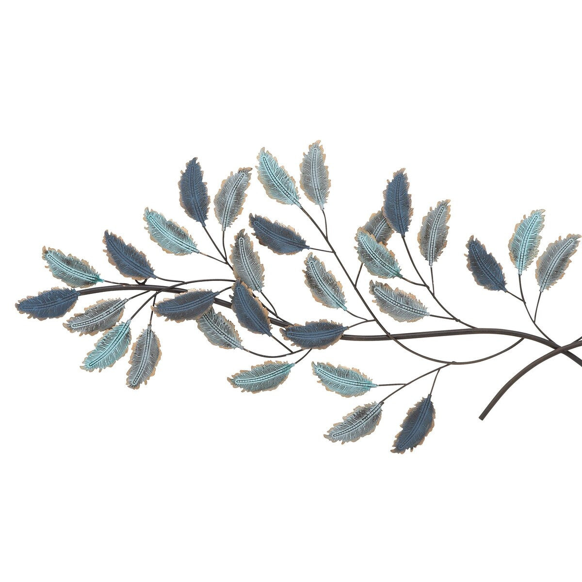 Metal Leaf Home Wall Decor with Gold Accents - Blue - Roche River Decor