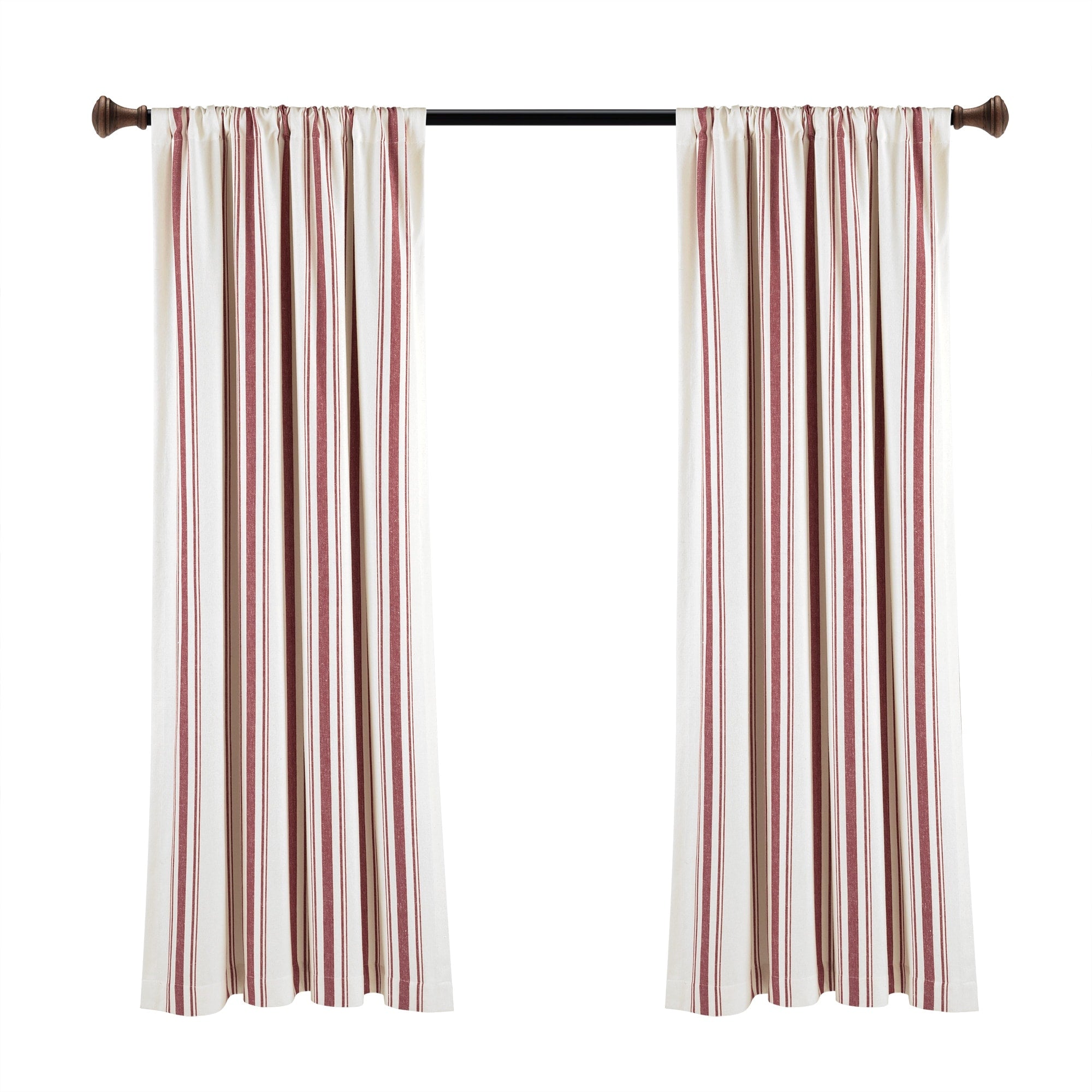 Lush Decor Farmhouse Stripe Yarn Dyed Cotton Window Curtain Panel Pair