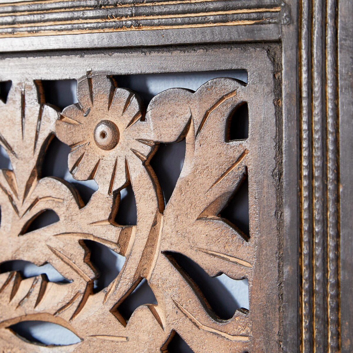 Wooden Floral Handmade Intricately Carved Home Wall Decor - Brown - Roche River Decor