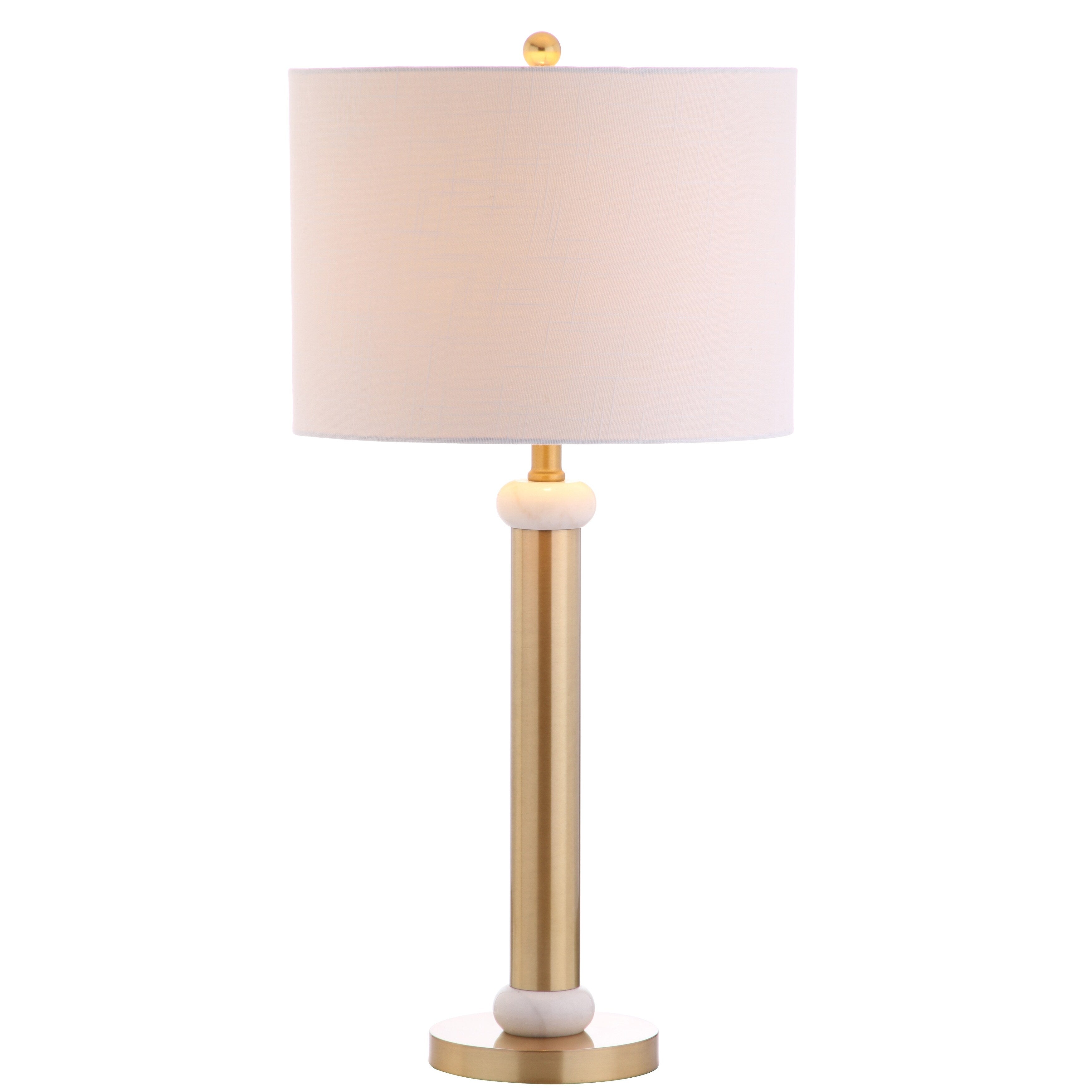 Treat 27 Metal/Marble LED Table Lamp, Gold/White by JONATHAN Y