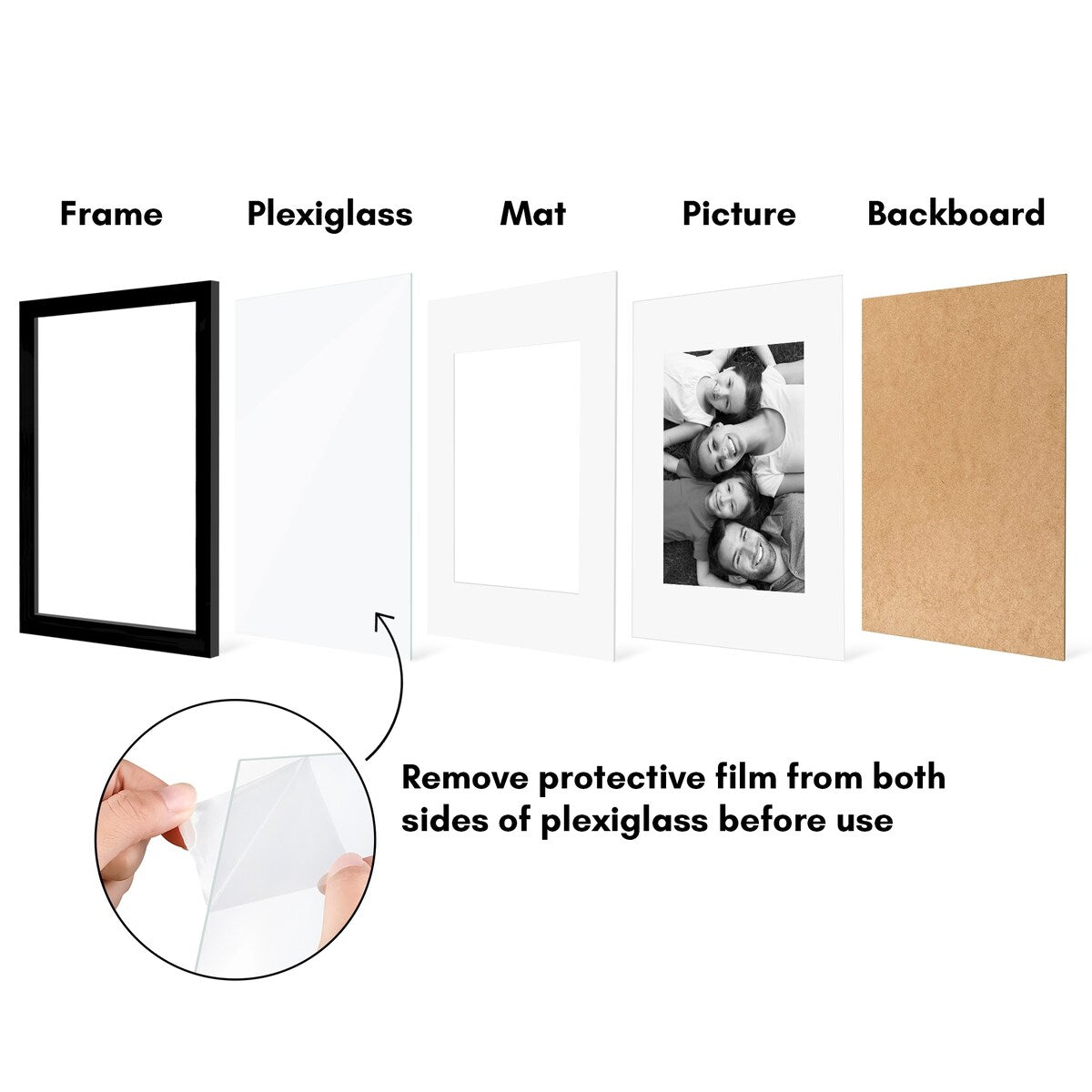 Americanflat 5 Pack of Picture Frames with Mat - Plexiglass Cover