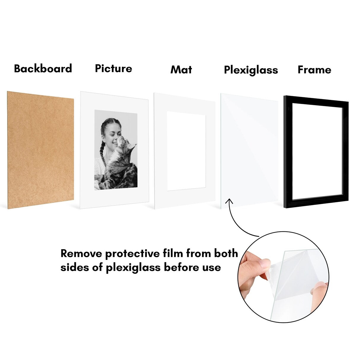 Americanflat 5 Pack of Picture Frames with Mat - Plexiglass Cover