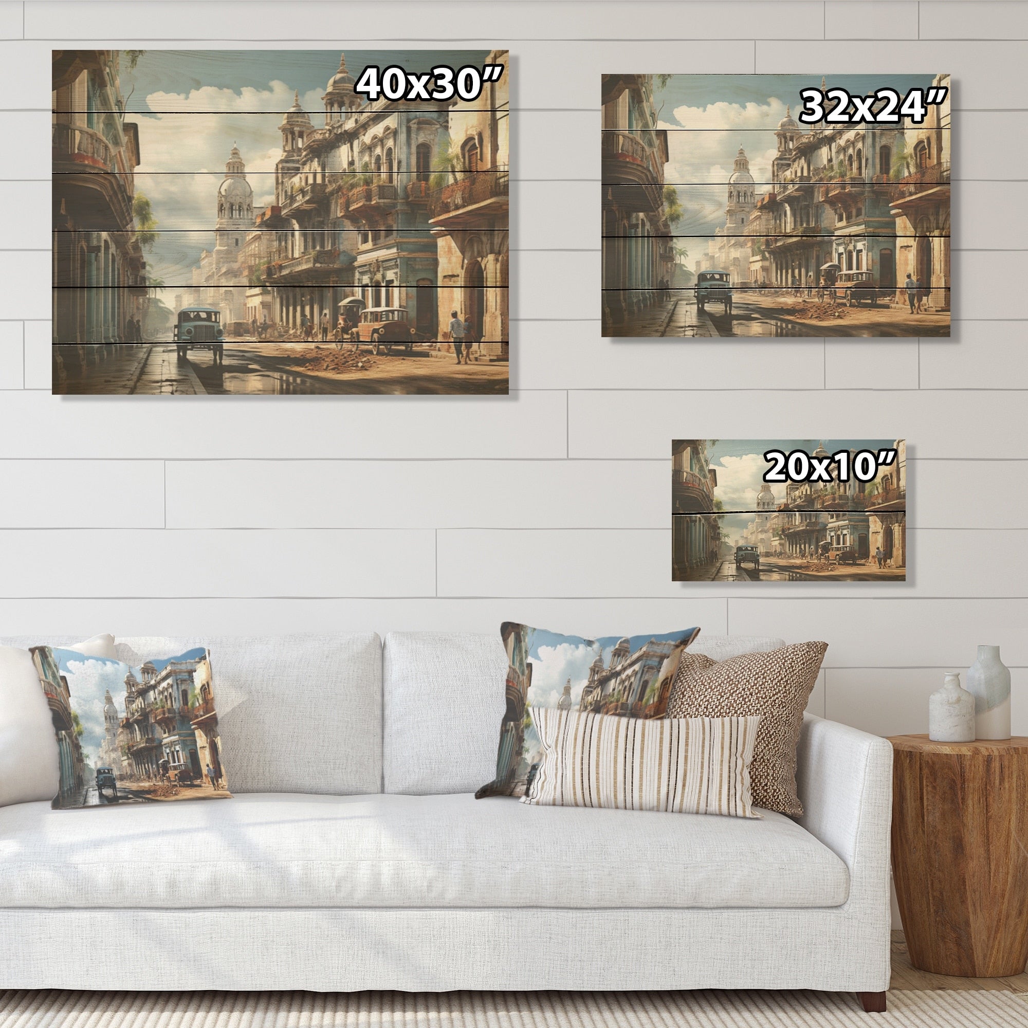 Designart Cuban Colonail Architecture Heritage Cuba Landscape Wood Wall Decor Beige Wood Panel On Natural Pine Wood