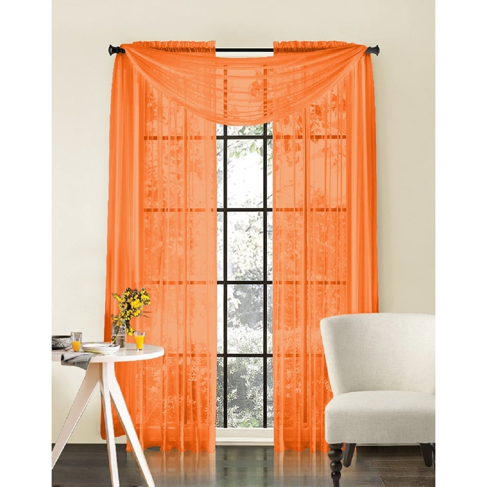 HLC.me Sheer Voile Window Treatment Rod Pocket Curtain Panels for Bedroom, Living Room, Kitchen - Set of 2 panels