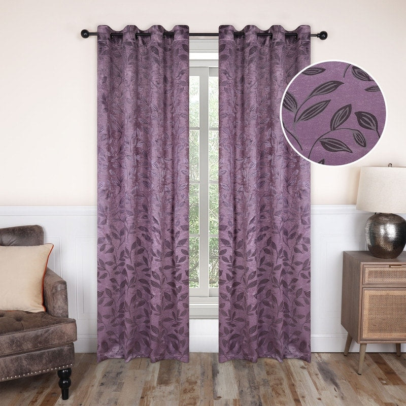 Superior Modern Bohemian Leaves Room Darkening Blackout Curtains, Rod Pocket or Grommets, Set of 2