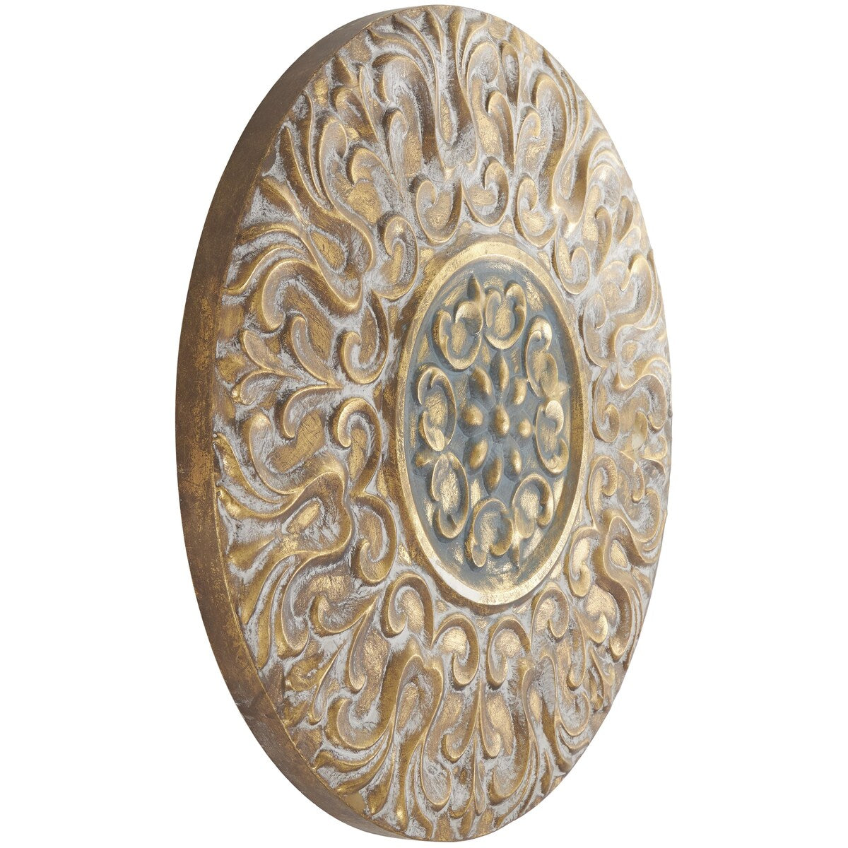 Metal Plate Home Wall Decor with Embossed Details - Gold - Roche River Decor