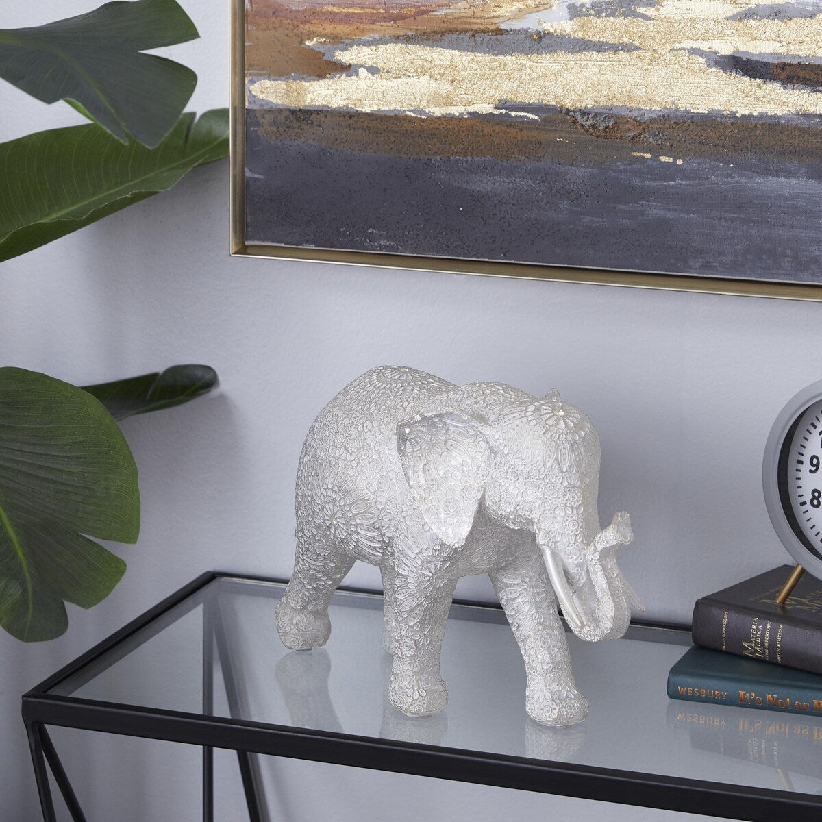 Polystone Elephant Decorative Sculpture - White - Roche River Decor