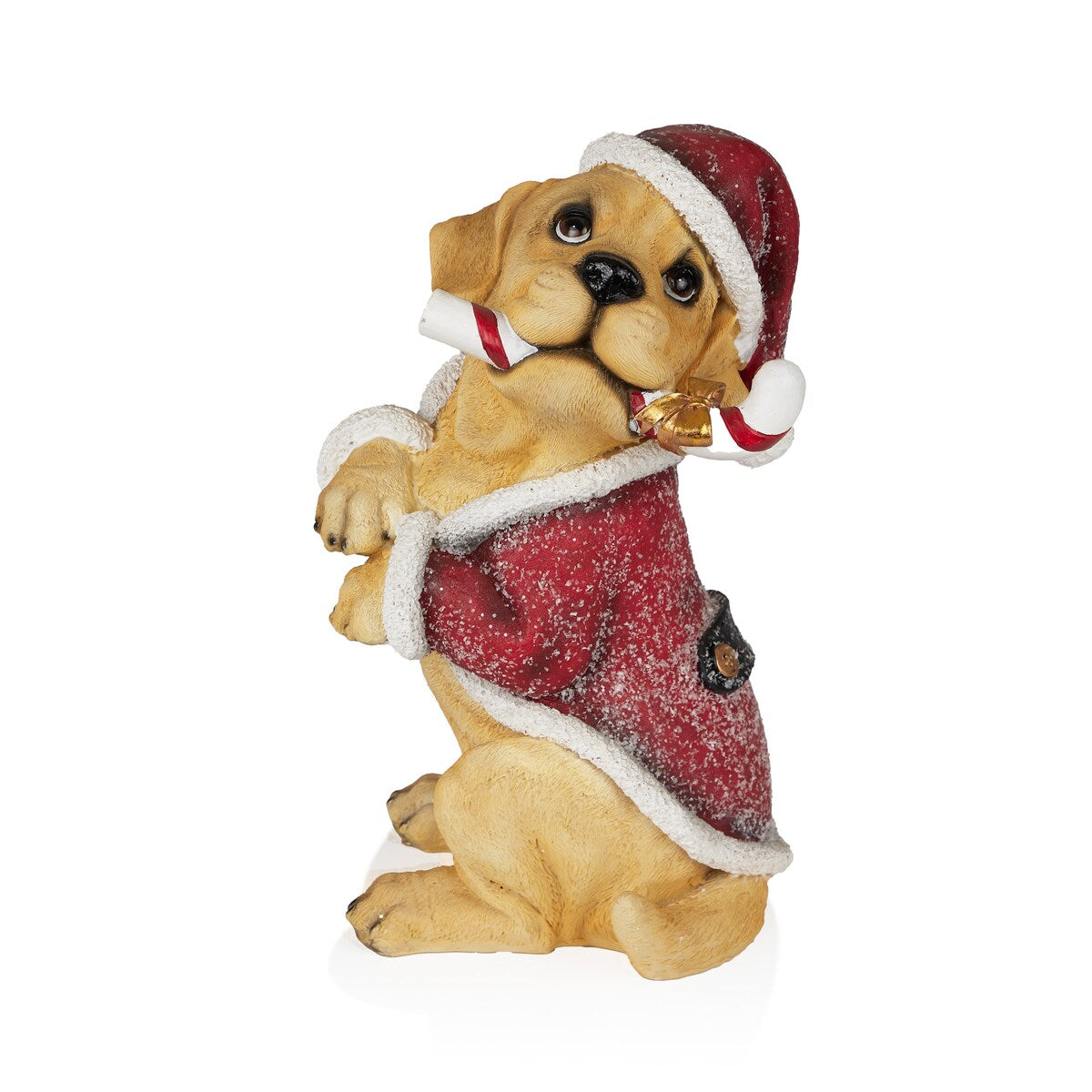 Christmas Santa Golden Labrador Puppy Statuary - 11 H