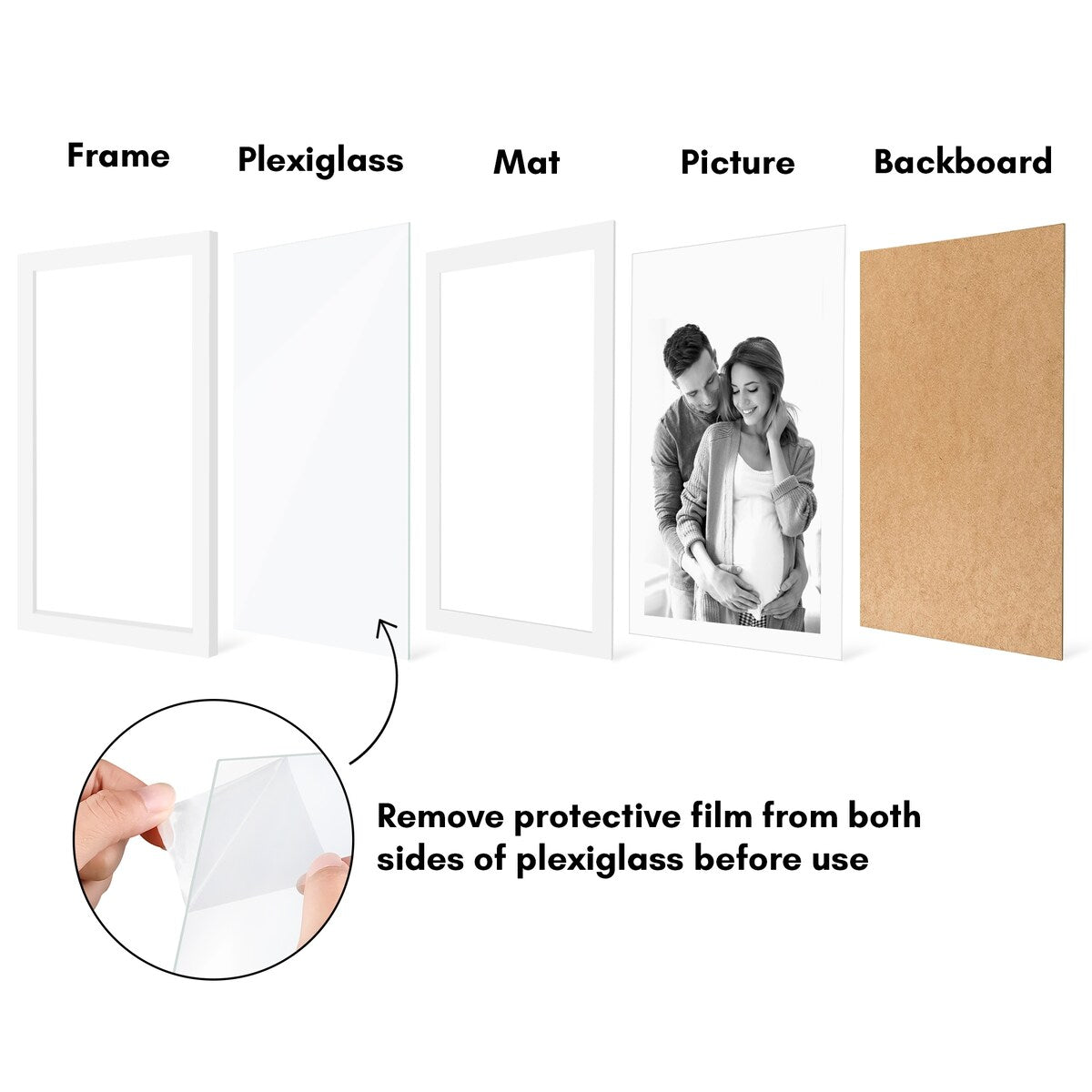 Americanflat 5 Pack of Picture Frames with Mat - Plexiglass Cover