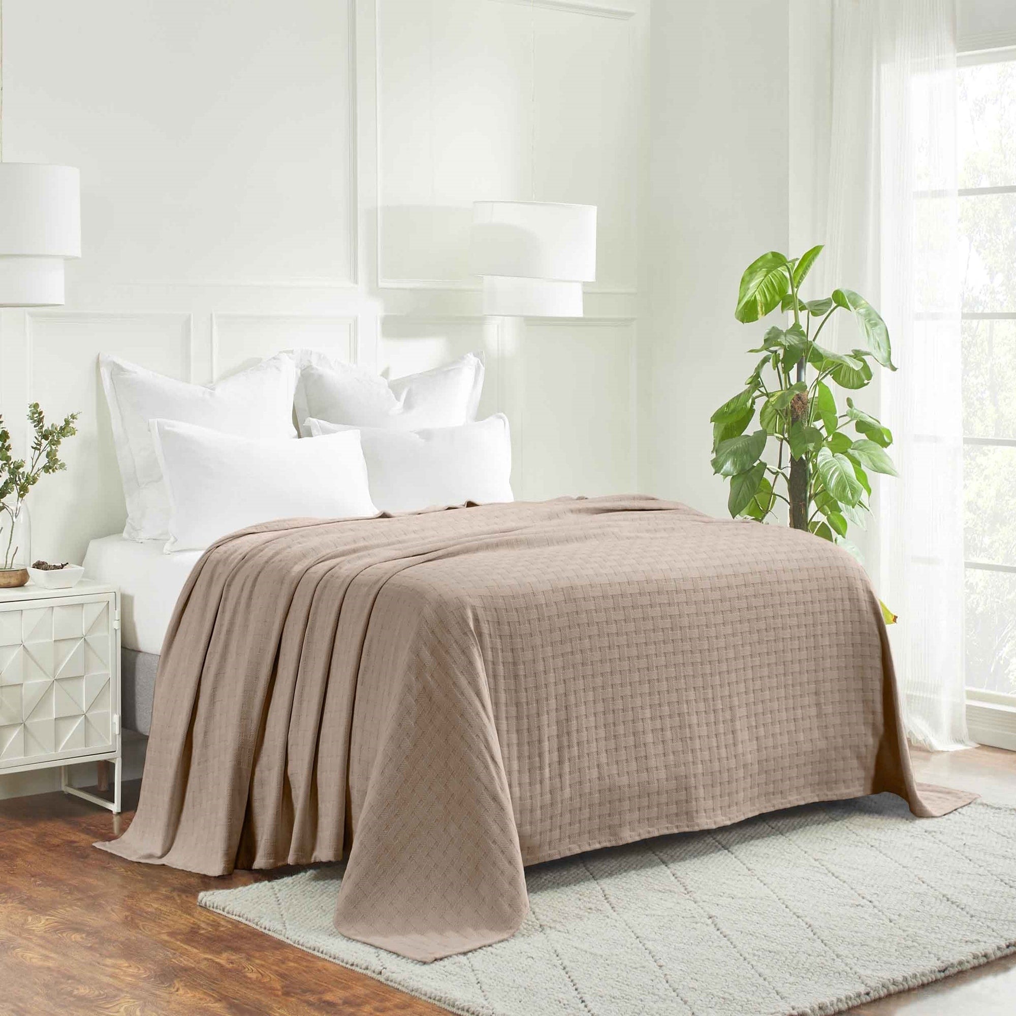 Superior Basketweave All-Season Bedding Cotton Blanket