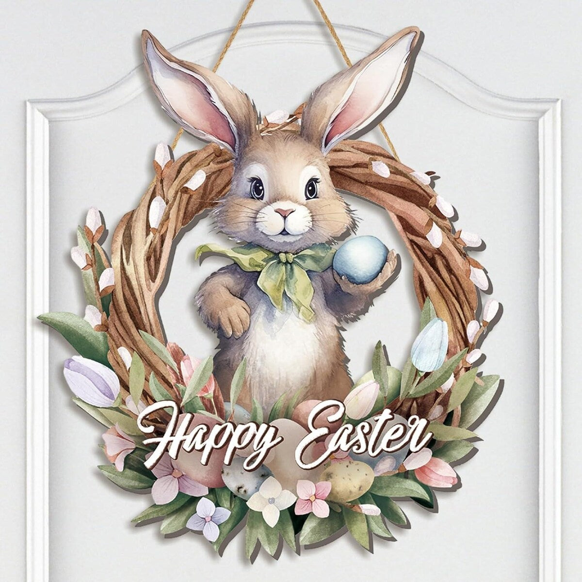 Easter Wreaths Wooden Bunny Sign