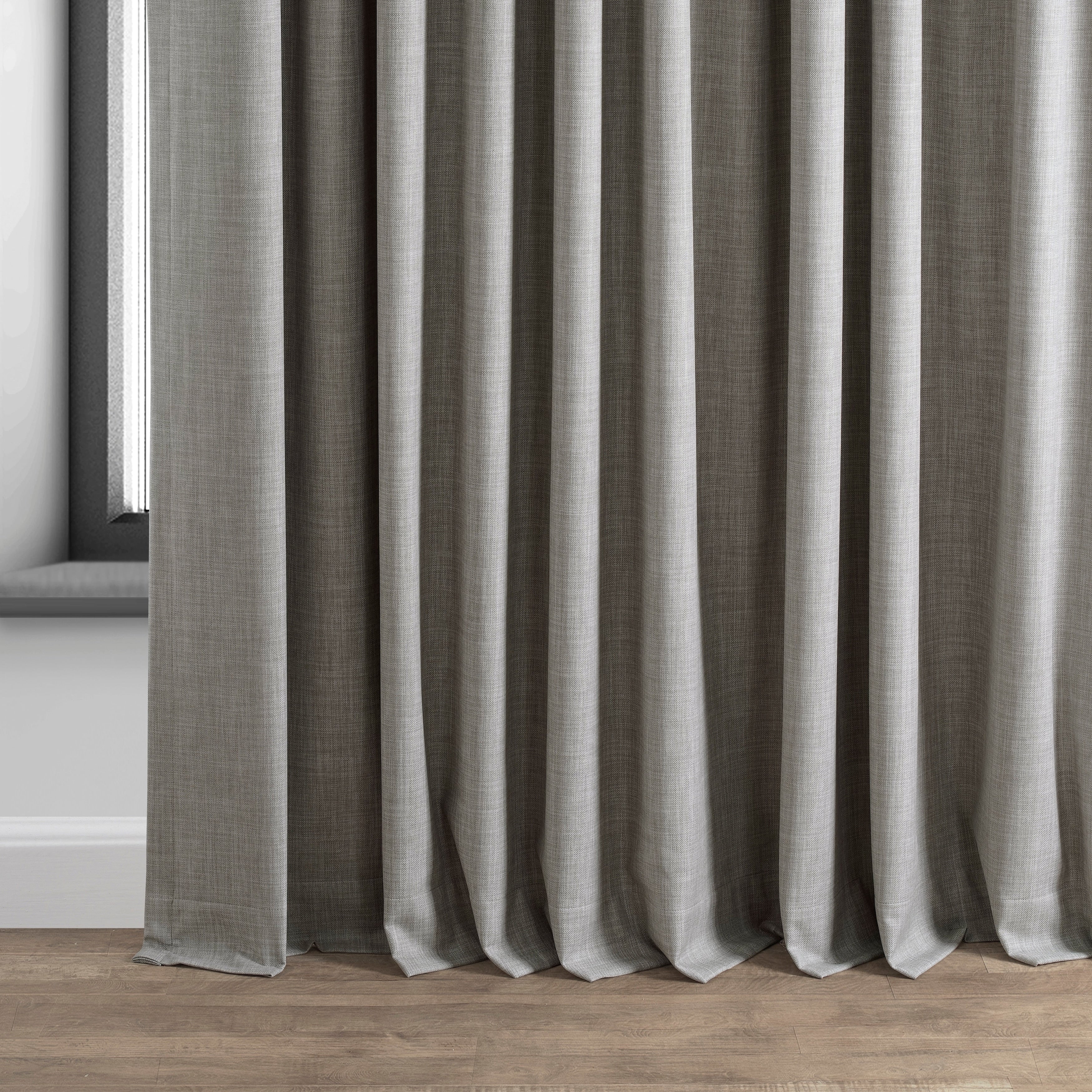 Exclusive Fabrics Extra Wide Performance Linen Blackout Curtains (1 Panel) Thermal Insulated Window Curtains