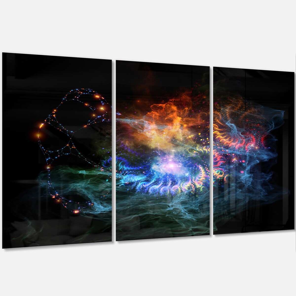 Designart 'Flame Lights of Network' Abstract Digital Art Metal Wall Art