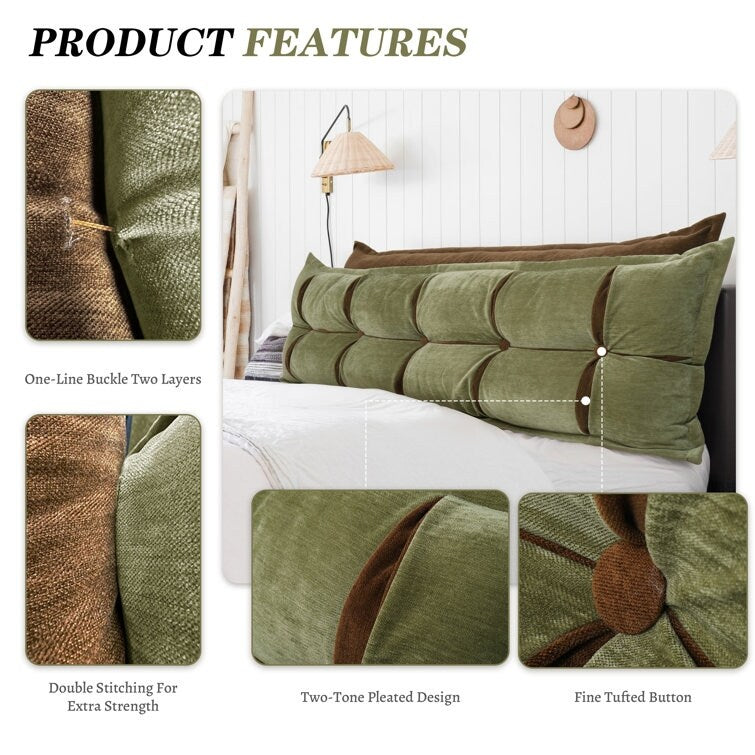 Double Layer Headboard Reading Pillow, Versatile Bed Backrest Pillow.