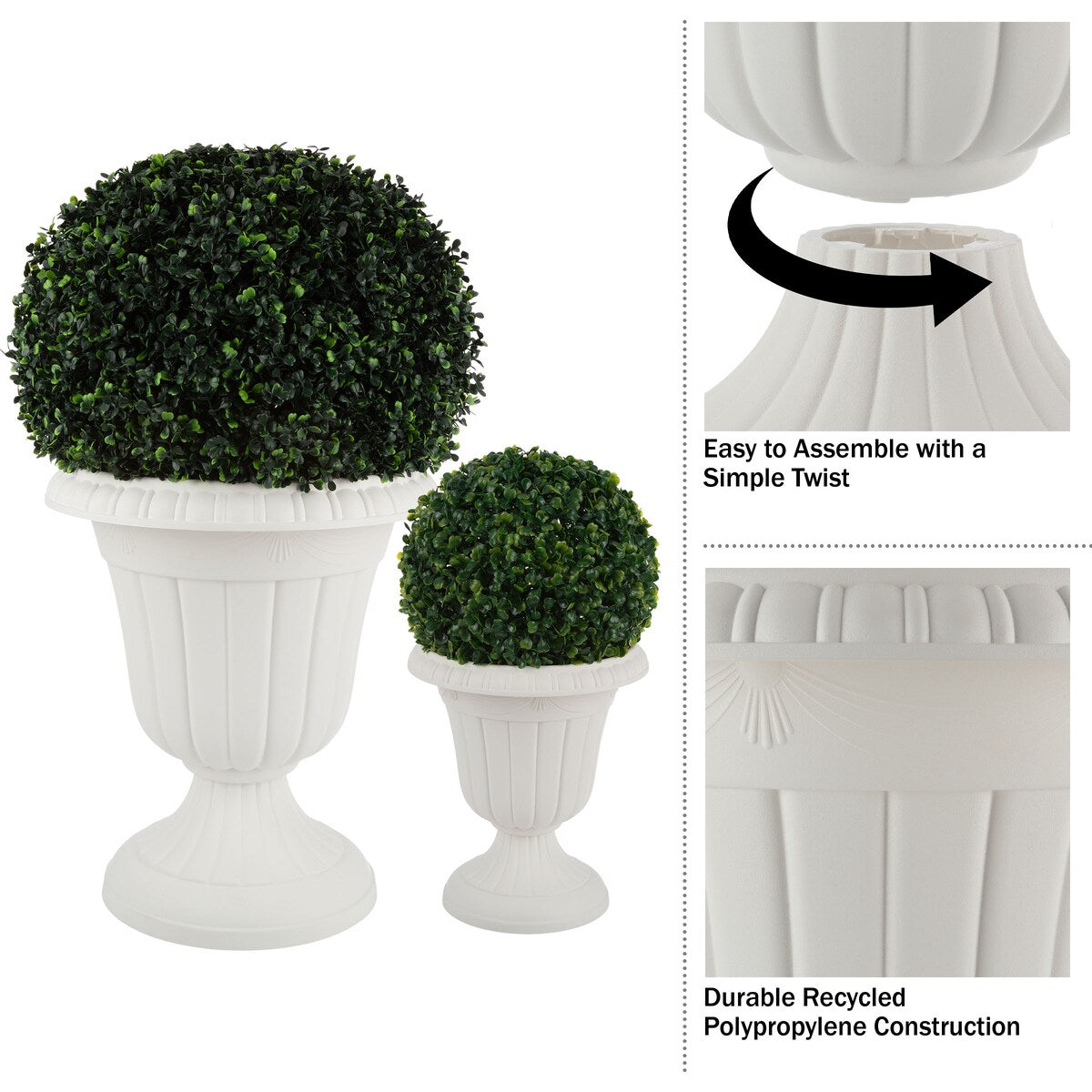 Pure Garden Large and Small Outdoor Urn Planter 2-Pack - Pack of 2