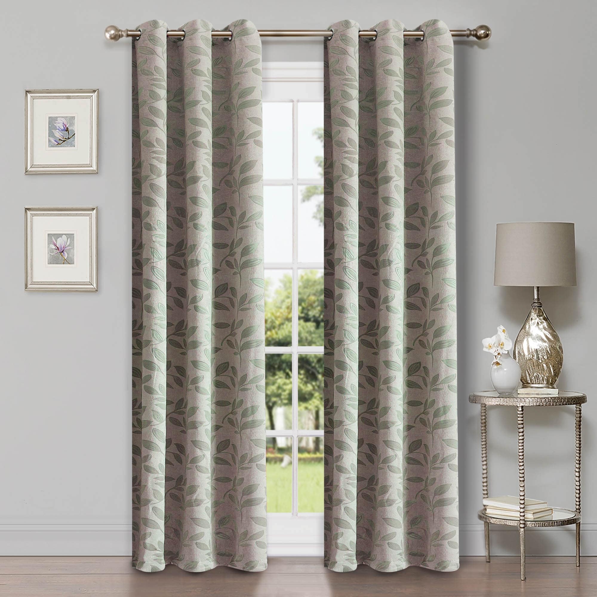 Superior Modern Bohemian Leaves Room Darkening Blackout Curtains, Rod Pocket or Grommets, Set of 2