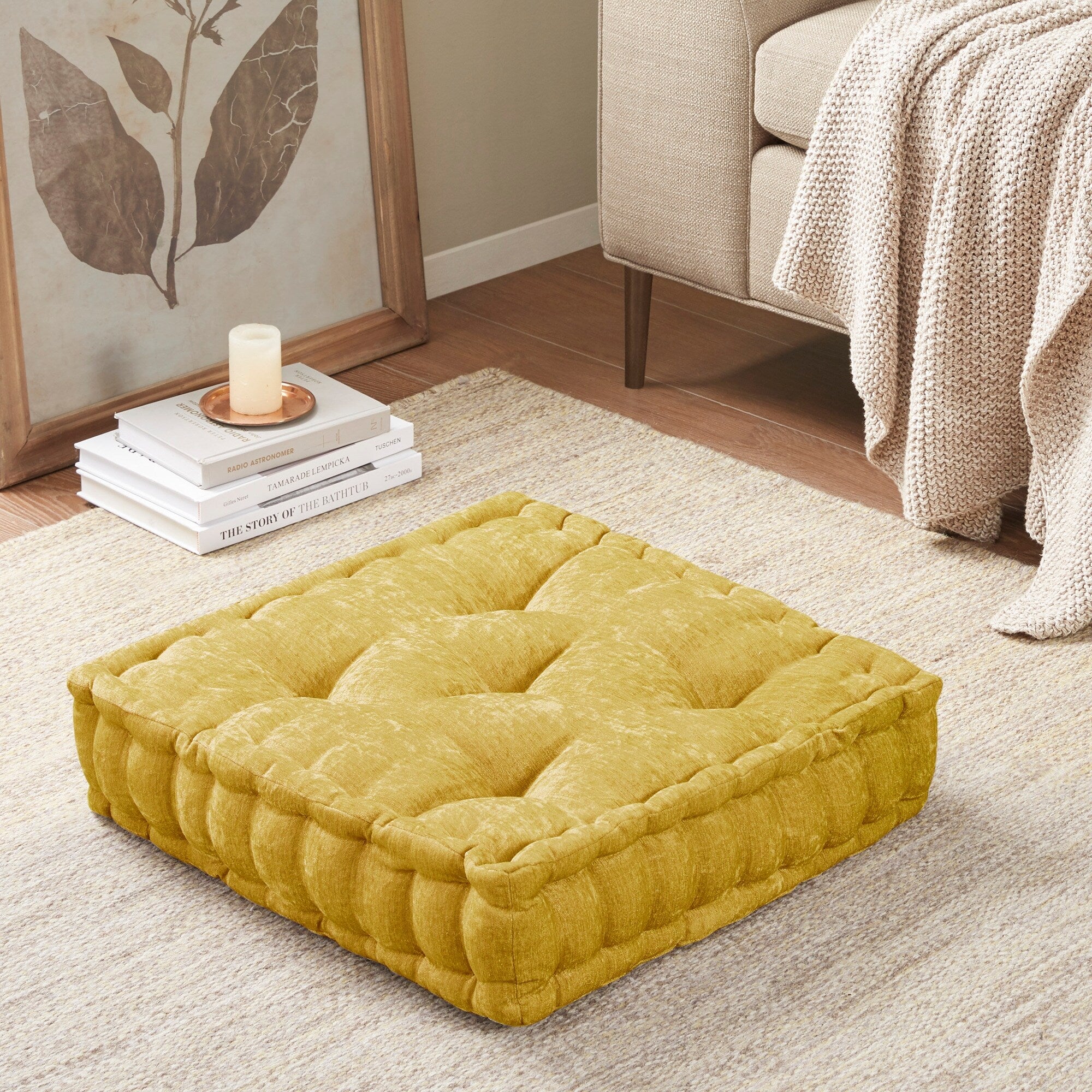 Intelligent Designs Charvi Poly Chenille Square Floor Pillow Cushion