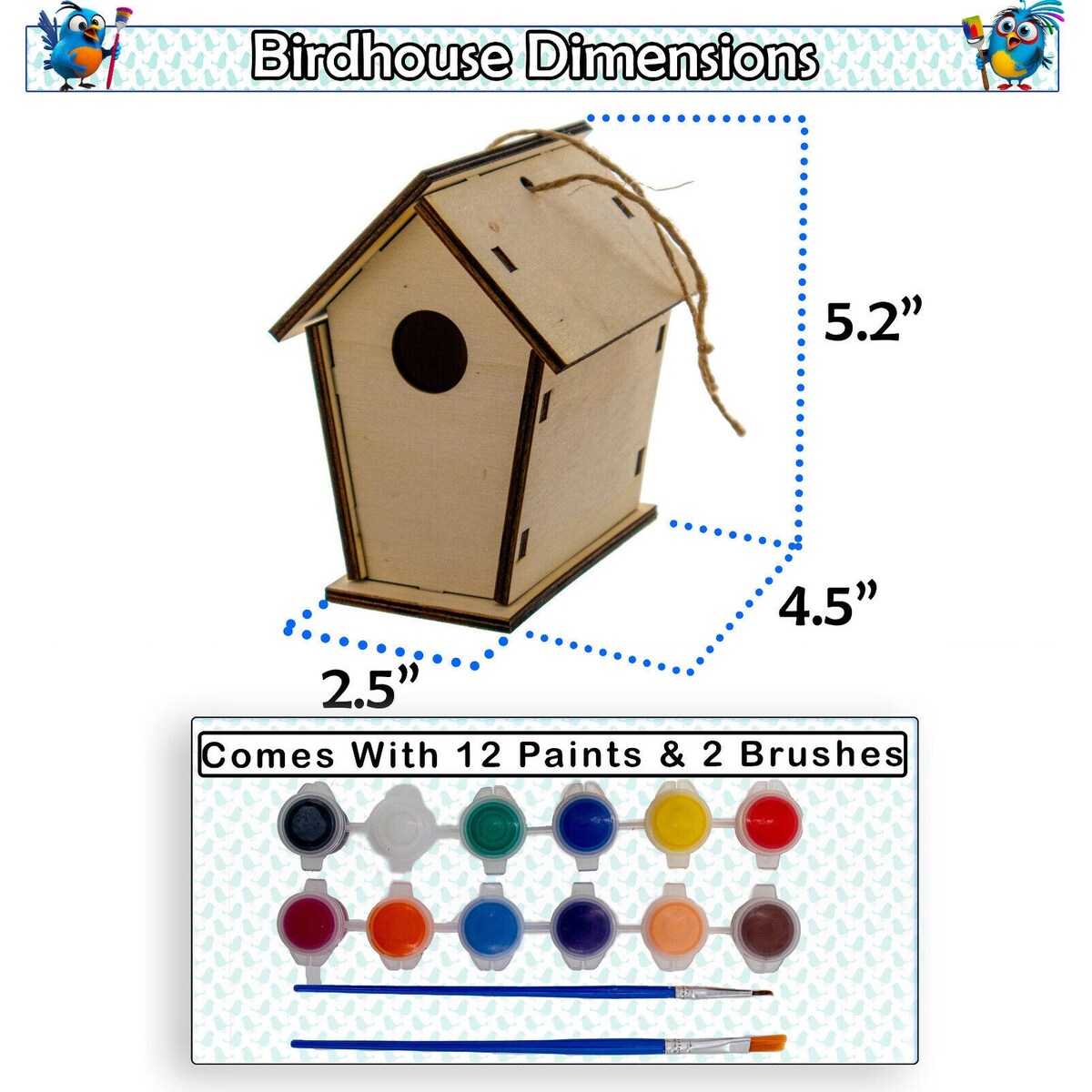 DIY Birdhouse Homemade Wooden - Build Your Own Bird House w/ Easy Painting Kit