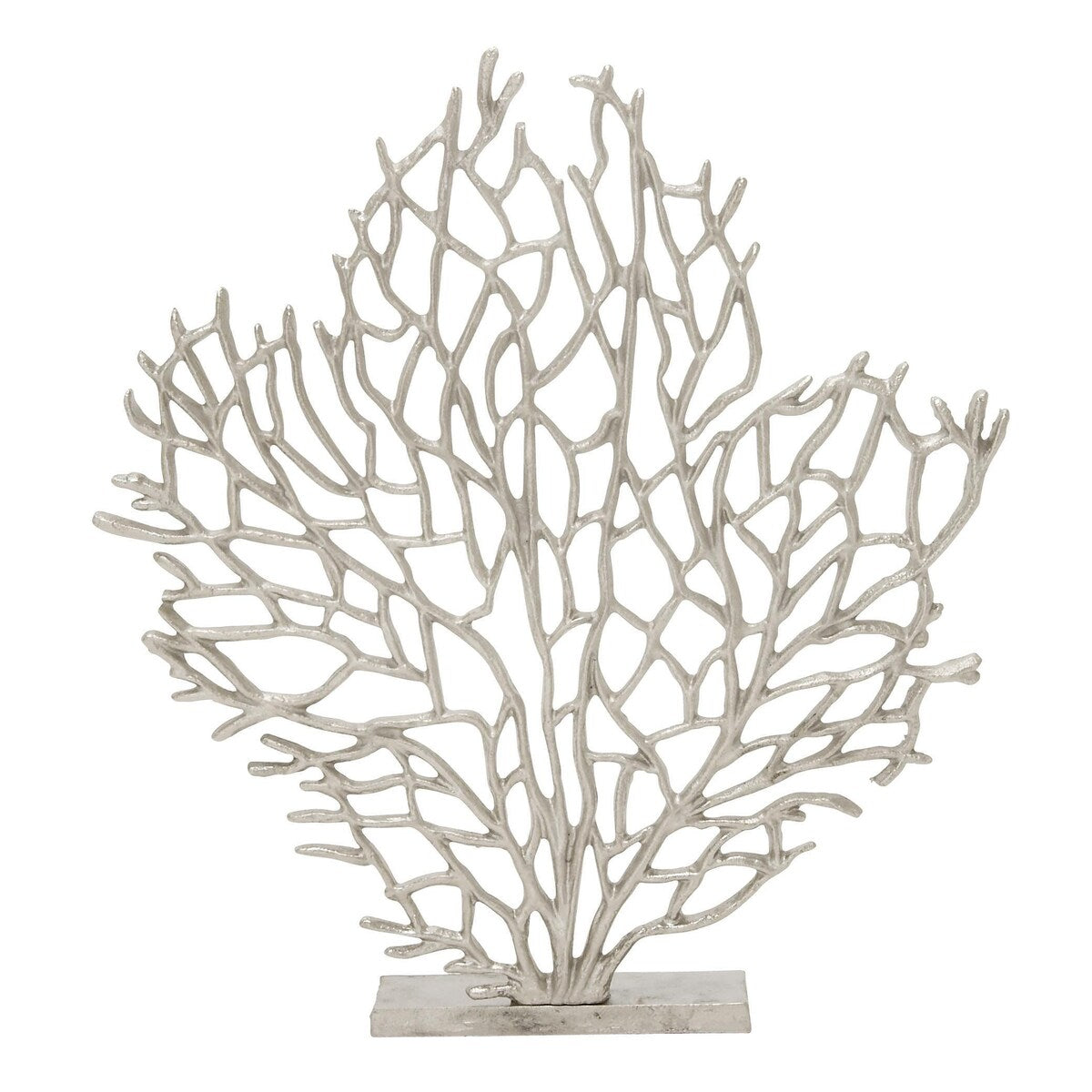 Aluminum Metal Coral Decorative Sculpture - Silver - Roche River Decor