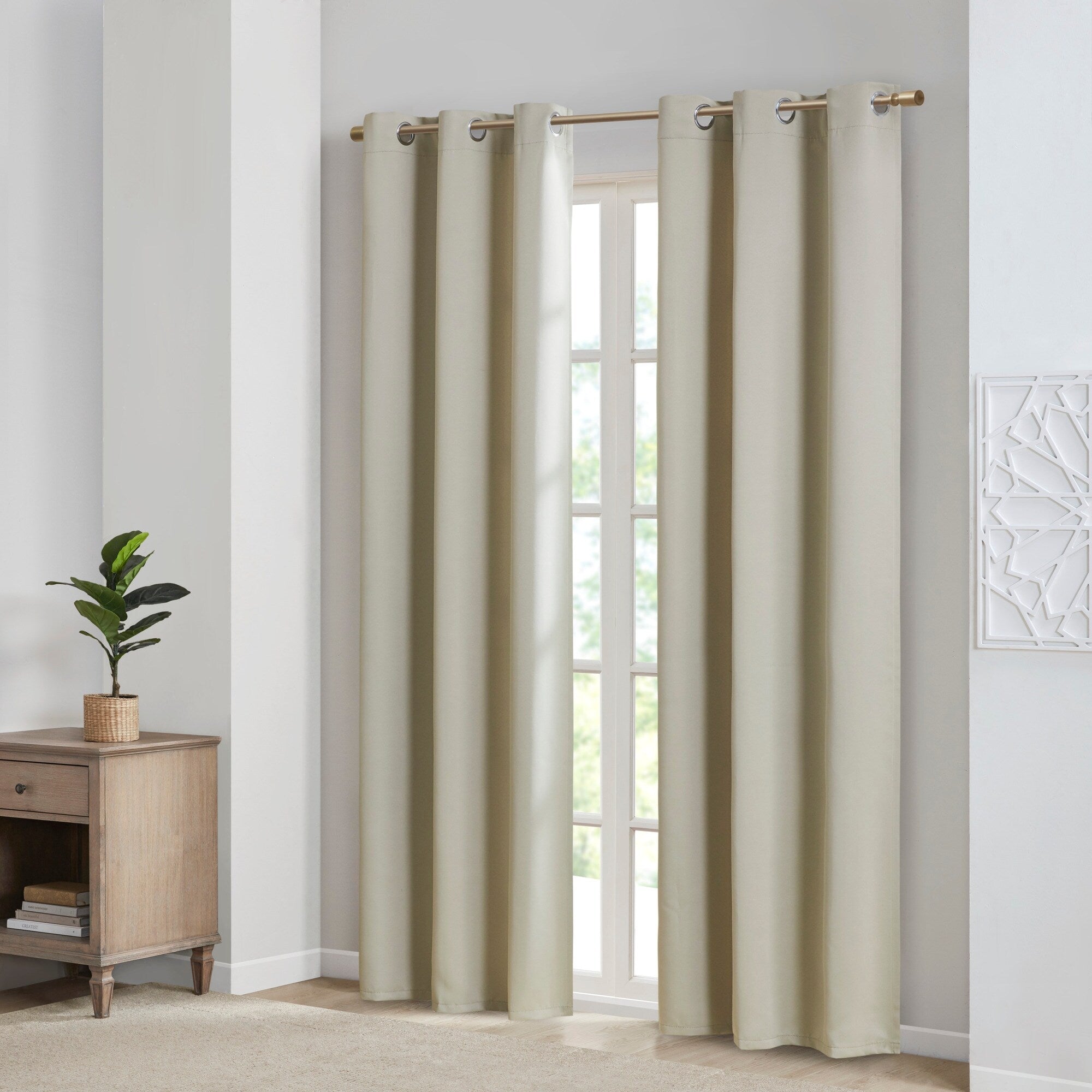 SunSmart Brent Solid Blackout Triple Weave Grommet Top Curtain Panel Pair