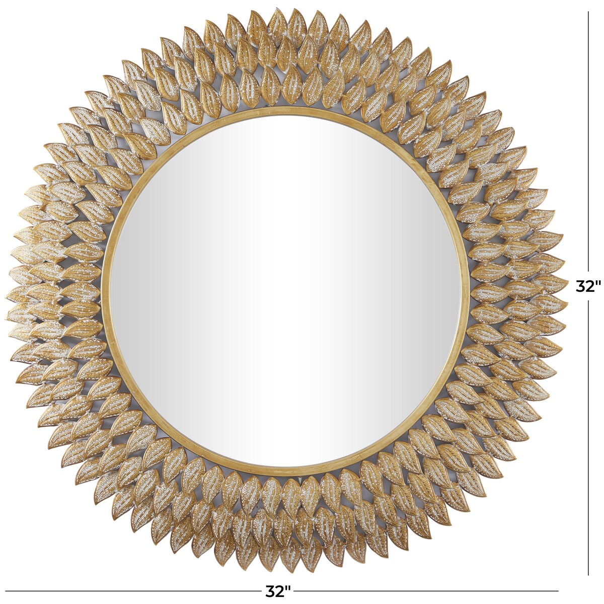 Metal Leaf Radial Room Wall Mirror - Gold - Roche River Decor