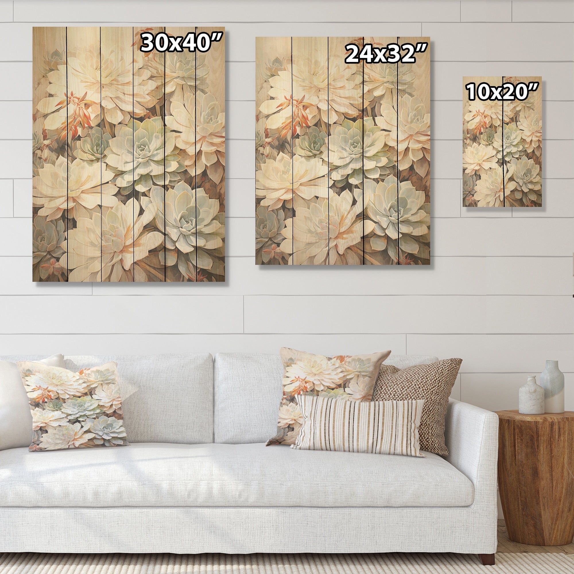 Designart Minimalism Beige Geraniums Geraniums Wood Wall Decor - Traditional Beige Wood Panel On Natural Pine Wood