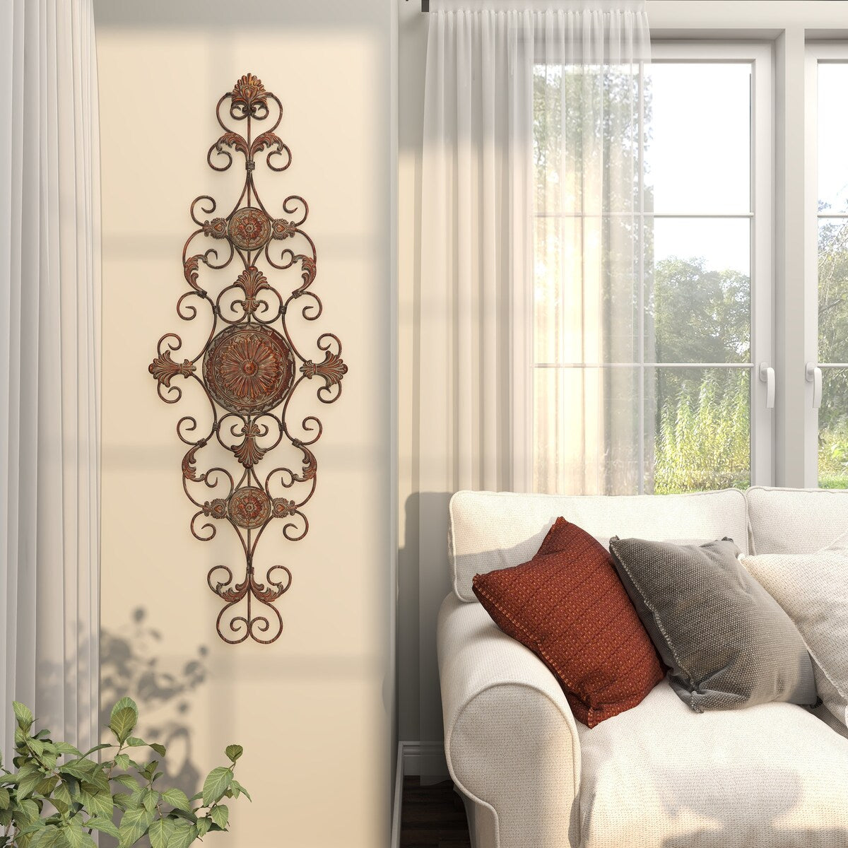 Metal Scroll Home Wall Decor - Brown - Roche River Decor