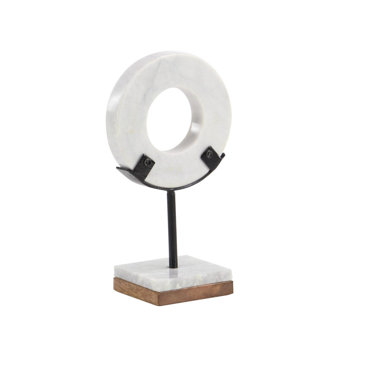 Marble Geometric Circle Decorative Sculpture with Marble Base - White - CosmoLiving by Cosmopolitan