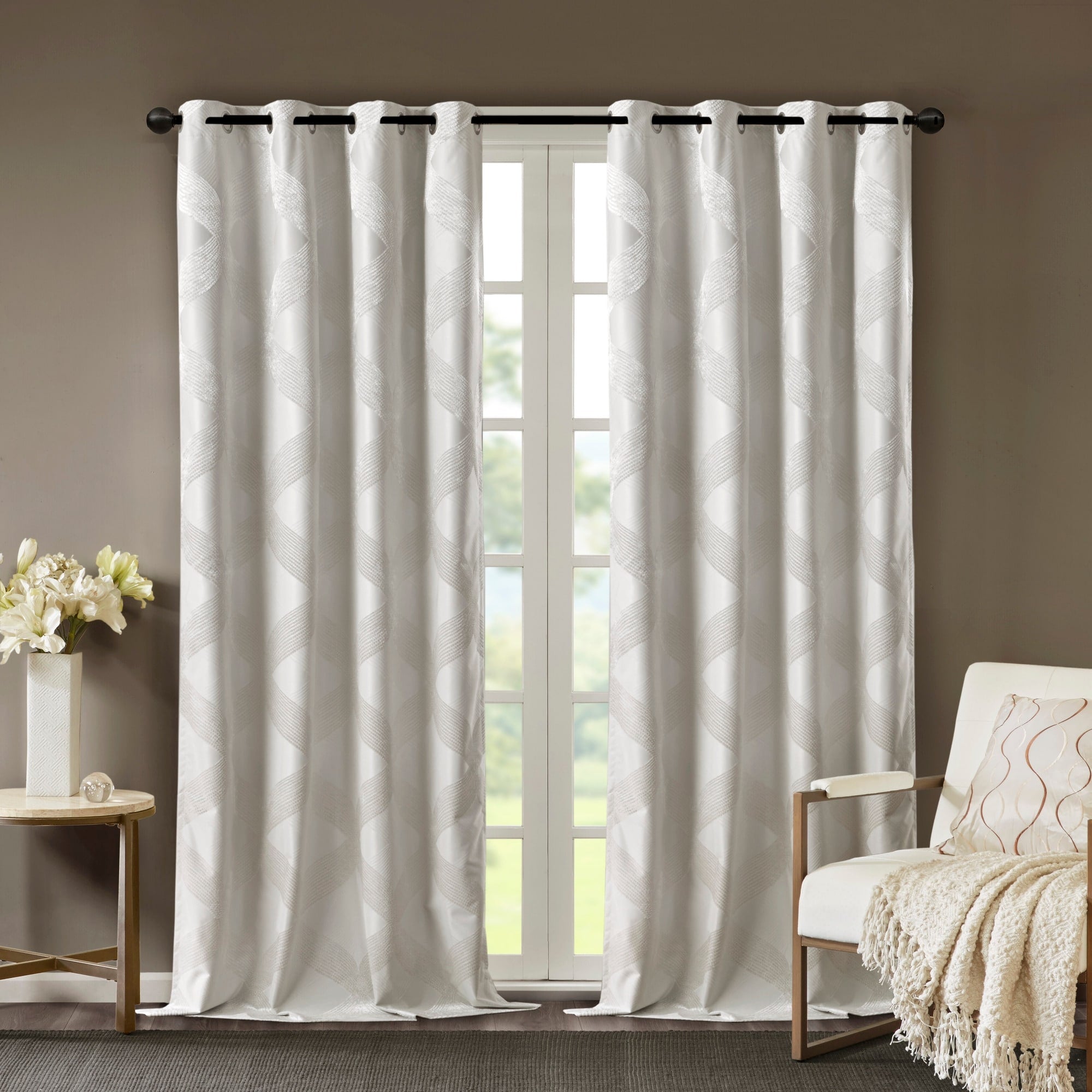 SunSmart Abel Ogee Knitted Jacquard Total Blackout Curtain Panel