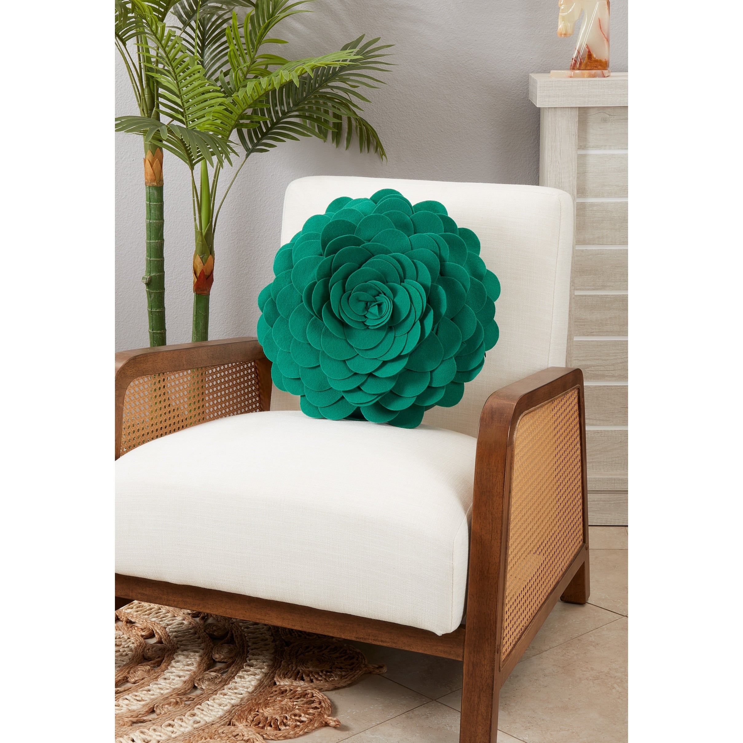 Elegant Textured Colorful Decorative Flower Throw Pillow