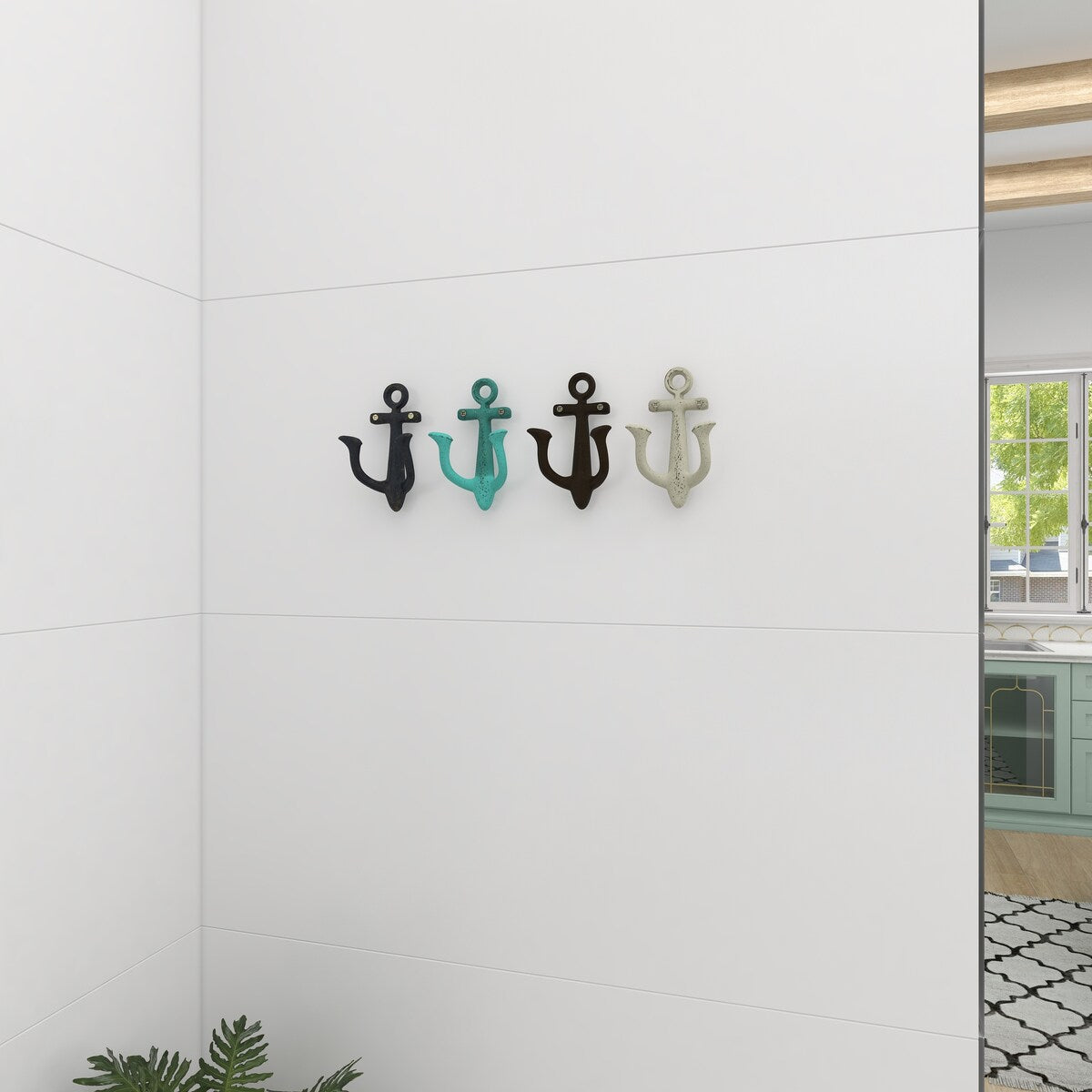 Metal Anchor Single Hanger Wall Hook - Set of 4 Multi Colored - Roche River Decor