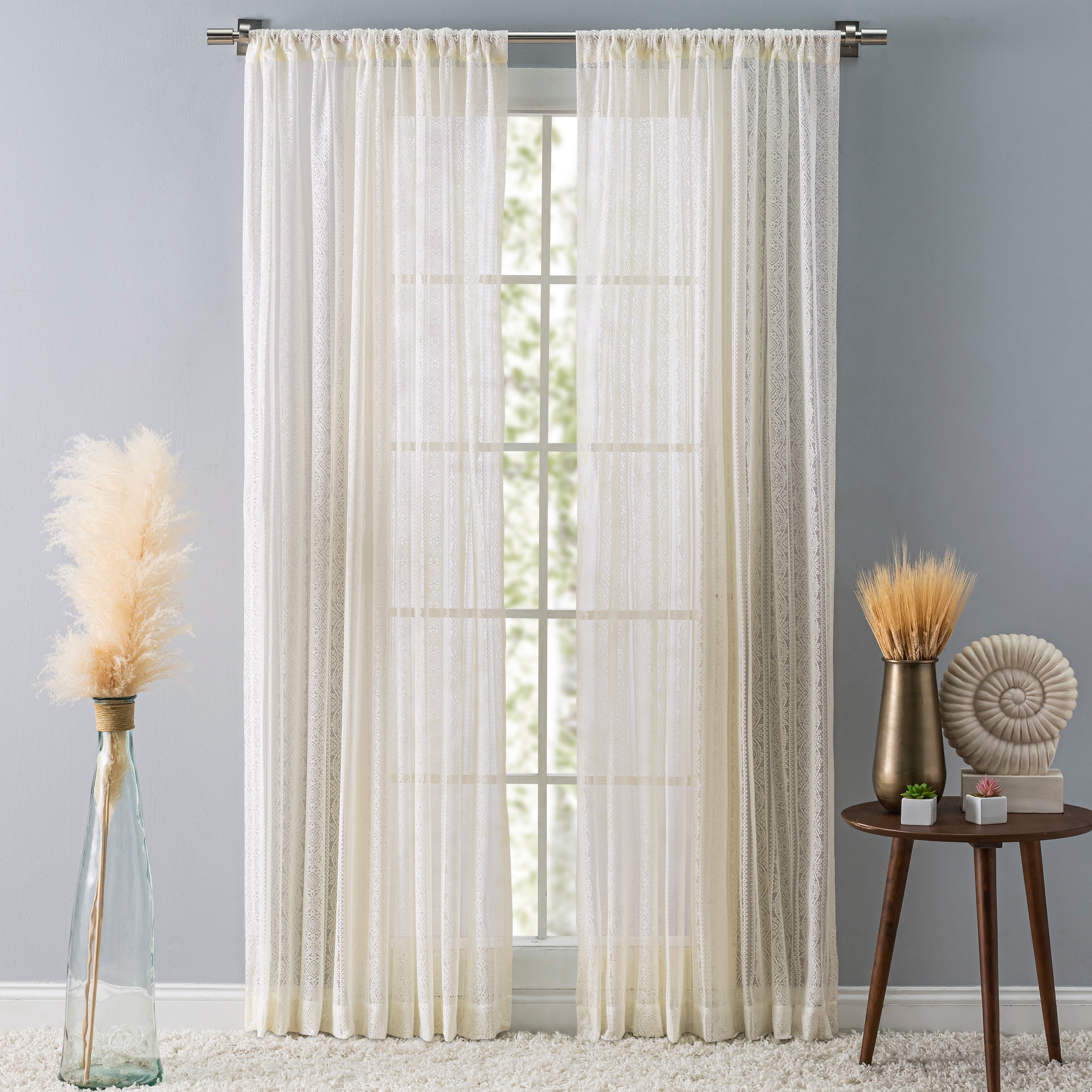 Stripe Lace Gorgeous Sheer Rod Pocket Panel