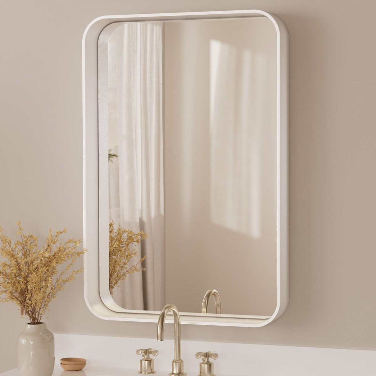 TETOTE Modern Metal Frame Wall Mounted Bathroom Vanity Mirror