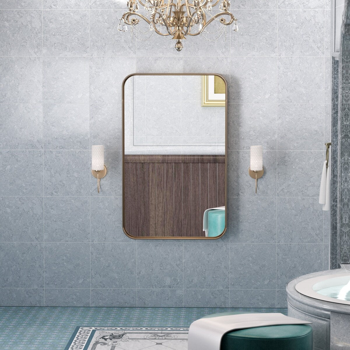 TETOTE Modern Metal Frame Wall Mounted Bathroom Vanity Mirror