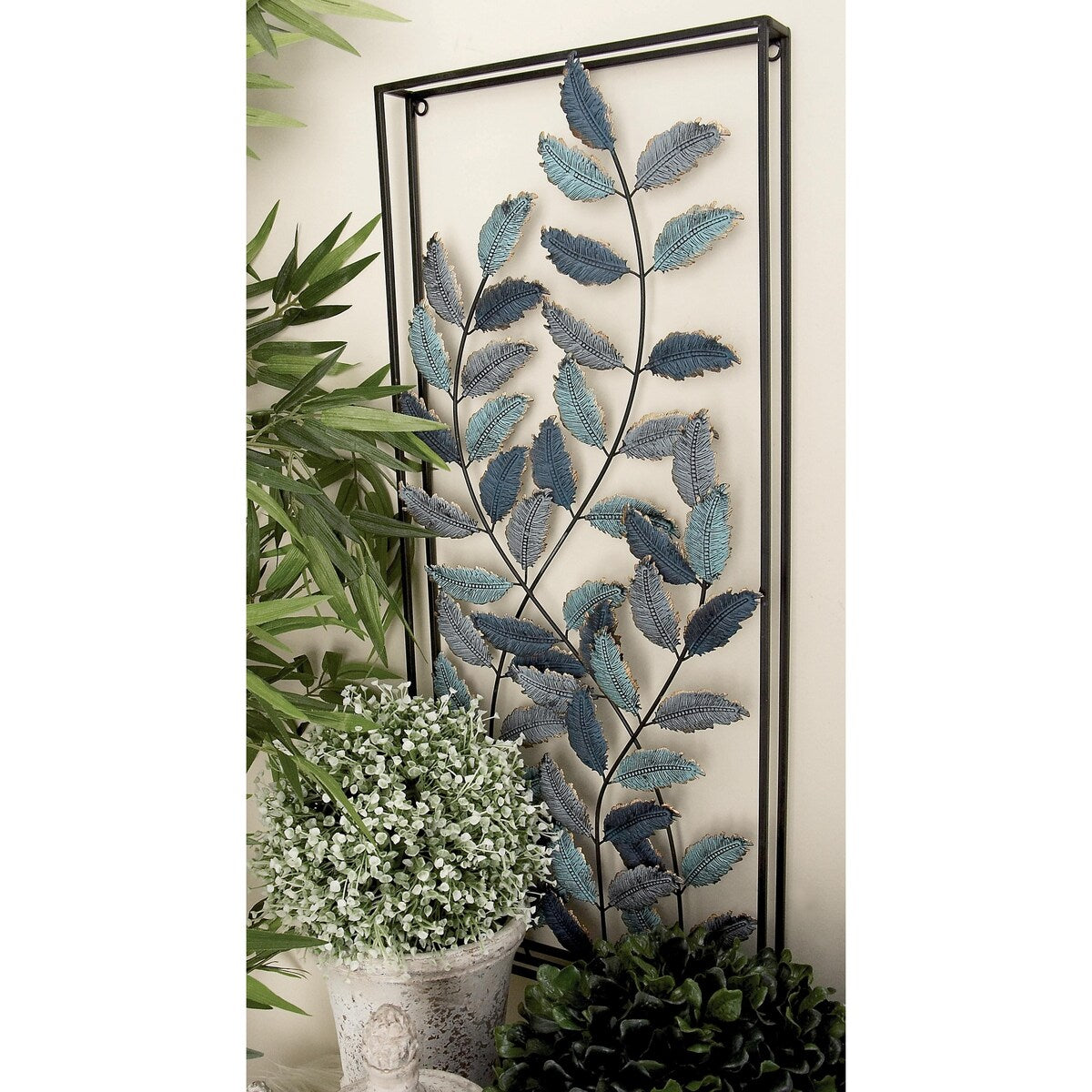 Metal Leaf Home Wall Decor - Set of 2 Black - Roche River Decor