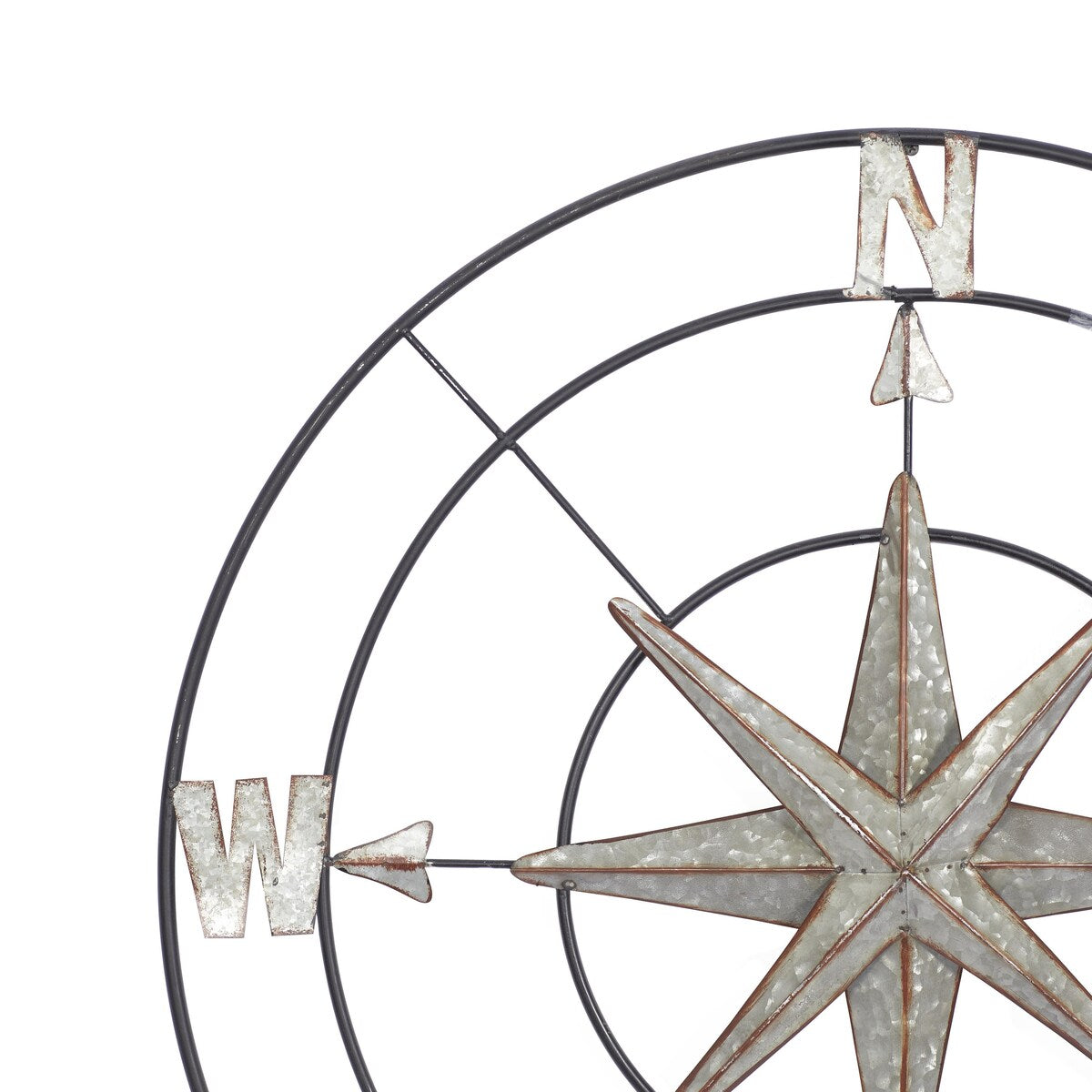 Metal Compass Indoor Outdoor Home Wall Decor with Distressed Copper Like Finish - Gray - Roche River Decor