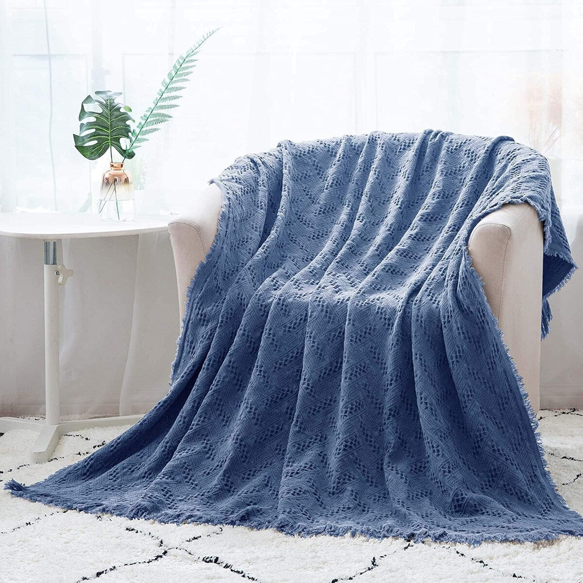 KASENTEX Cotton Ultra Soft Throw Blanket Lightweight Breathable for Couch Sofa Bed All Season