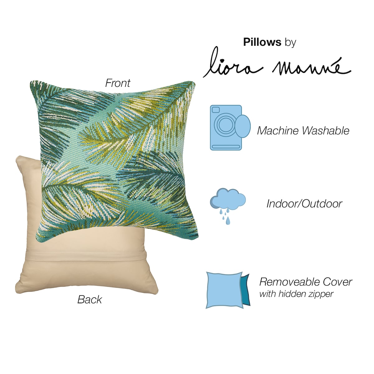 Liora Manne Marina Palm Border Indoor/Outdoor Pillow