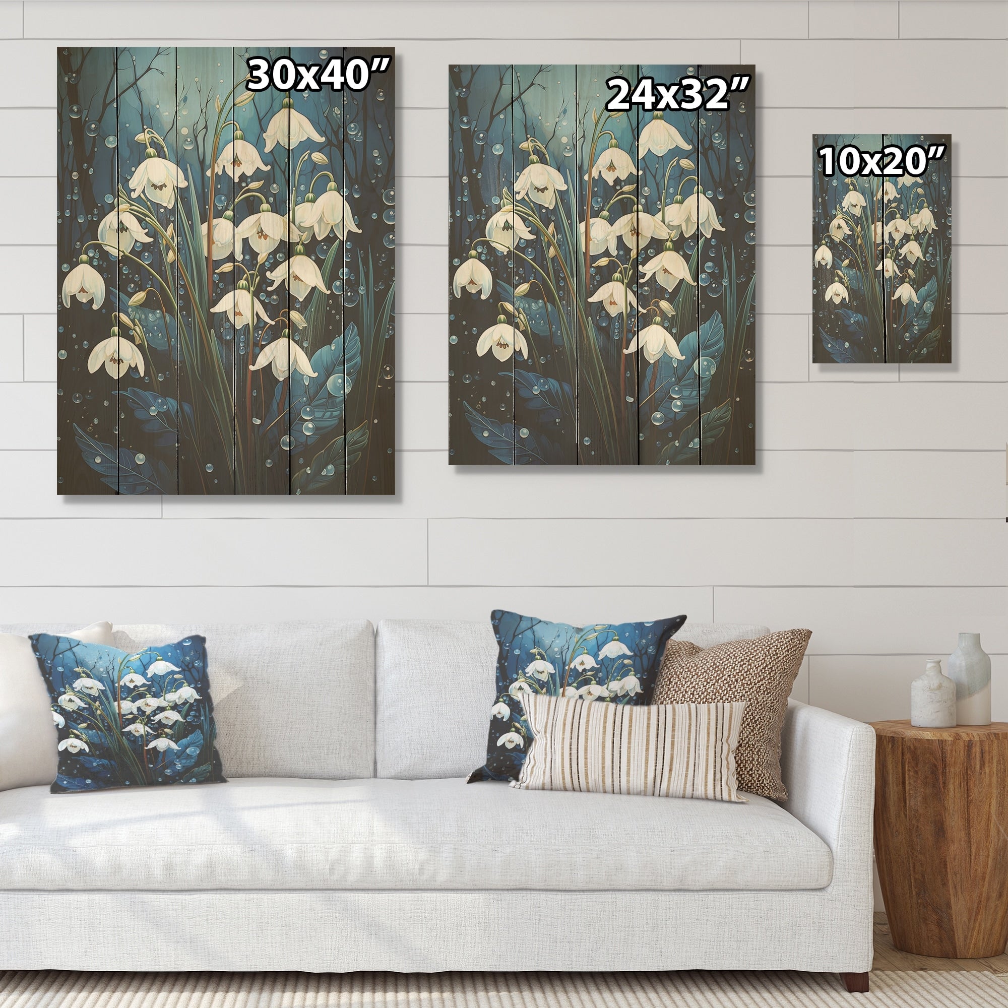 Designart Realistic Snowdrops Winter Chills I Snowdrops Wood Wall Art - Traditional Wood Panel On Natural Pine Wood