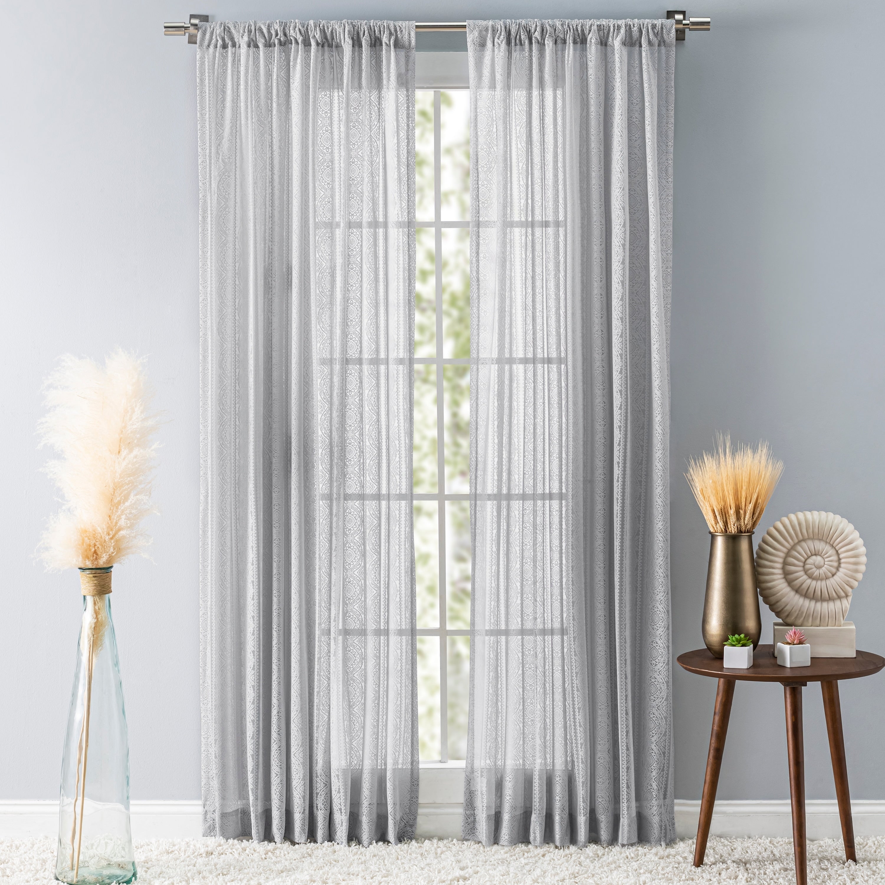 Stripe Lace Gorgeous Sheer Rod Pocket Panel