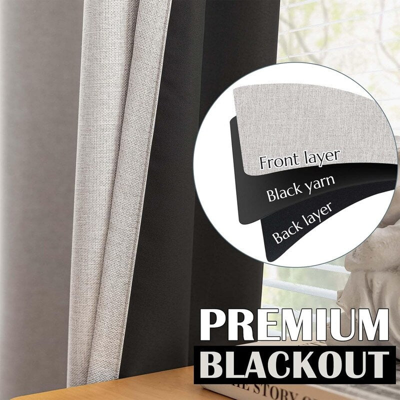 Blackout Curtains 84 Inch Length, 2 Panel Set, Living Room Insulated Curtains - 84L x 54W