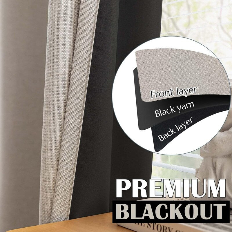 Blackout Curtains 84 Inch Length, 2 Panel Set, Living Room Insulated Curtains - 84L x 54W