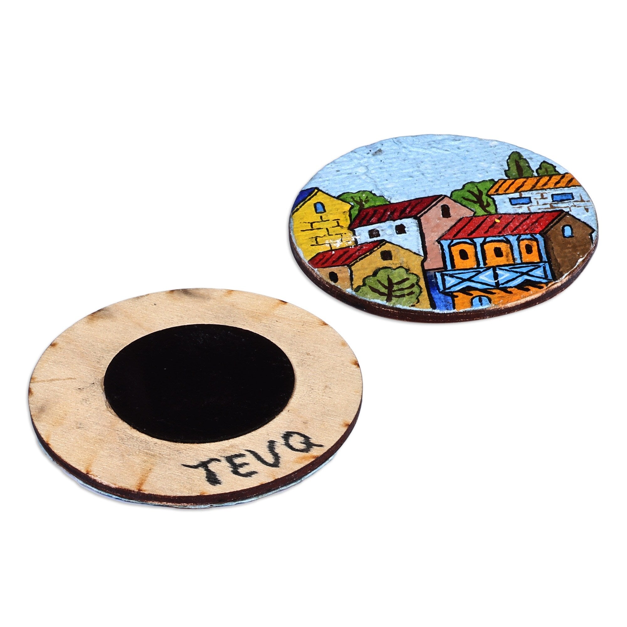 Novica Handmade Morning At The Town Recycled Paper Magnets (Pair)