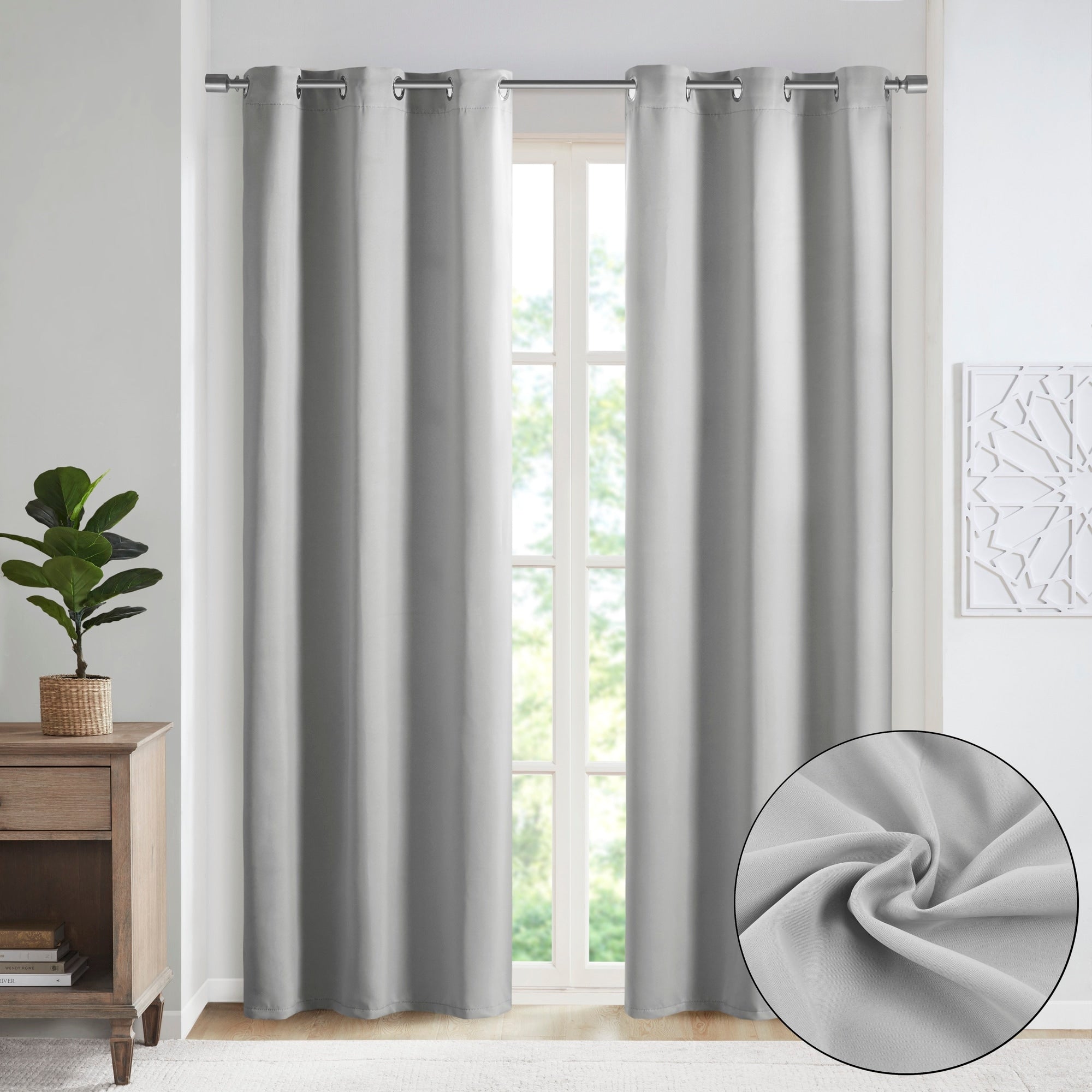 SunSmart Brent Solid Blackout Triple Weave Grommet Top Curtain Panel Pair