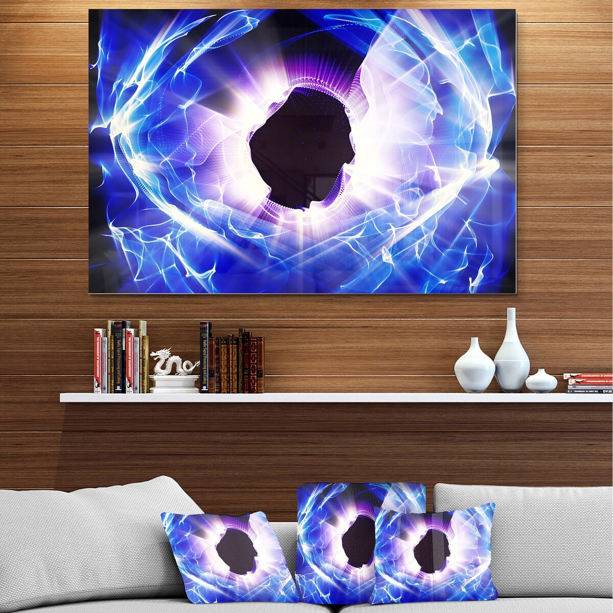 Designart 'Fractal Blue Light Shine' Abstract Digital Art Metal Wall Art